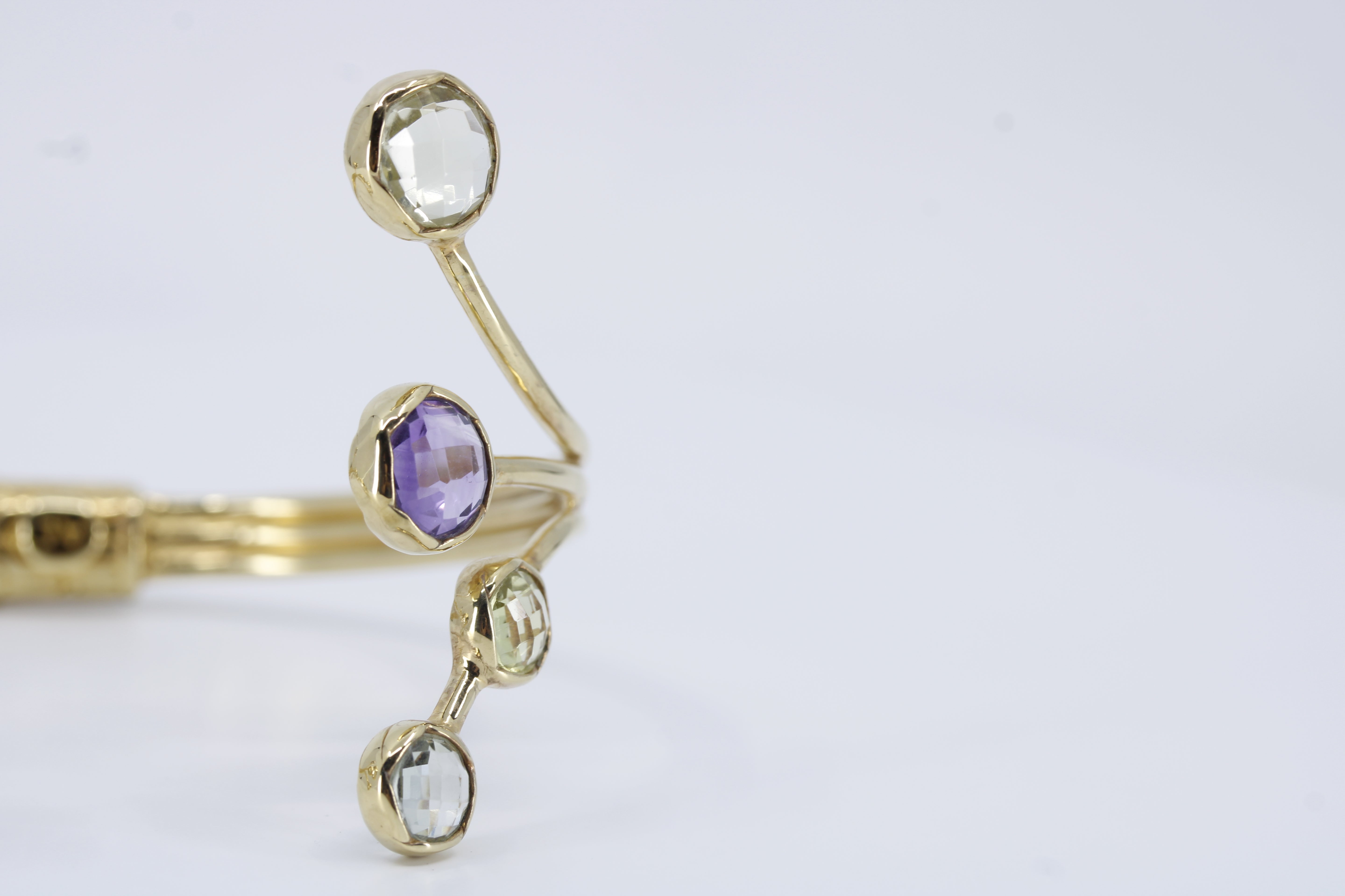 Il Gattopardo 18K Gold Vermeil Amethyst, Green Amethyst and Lemon Quartz Brunch Cuff Bracelet