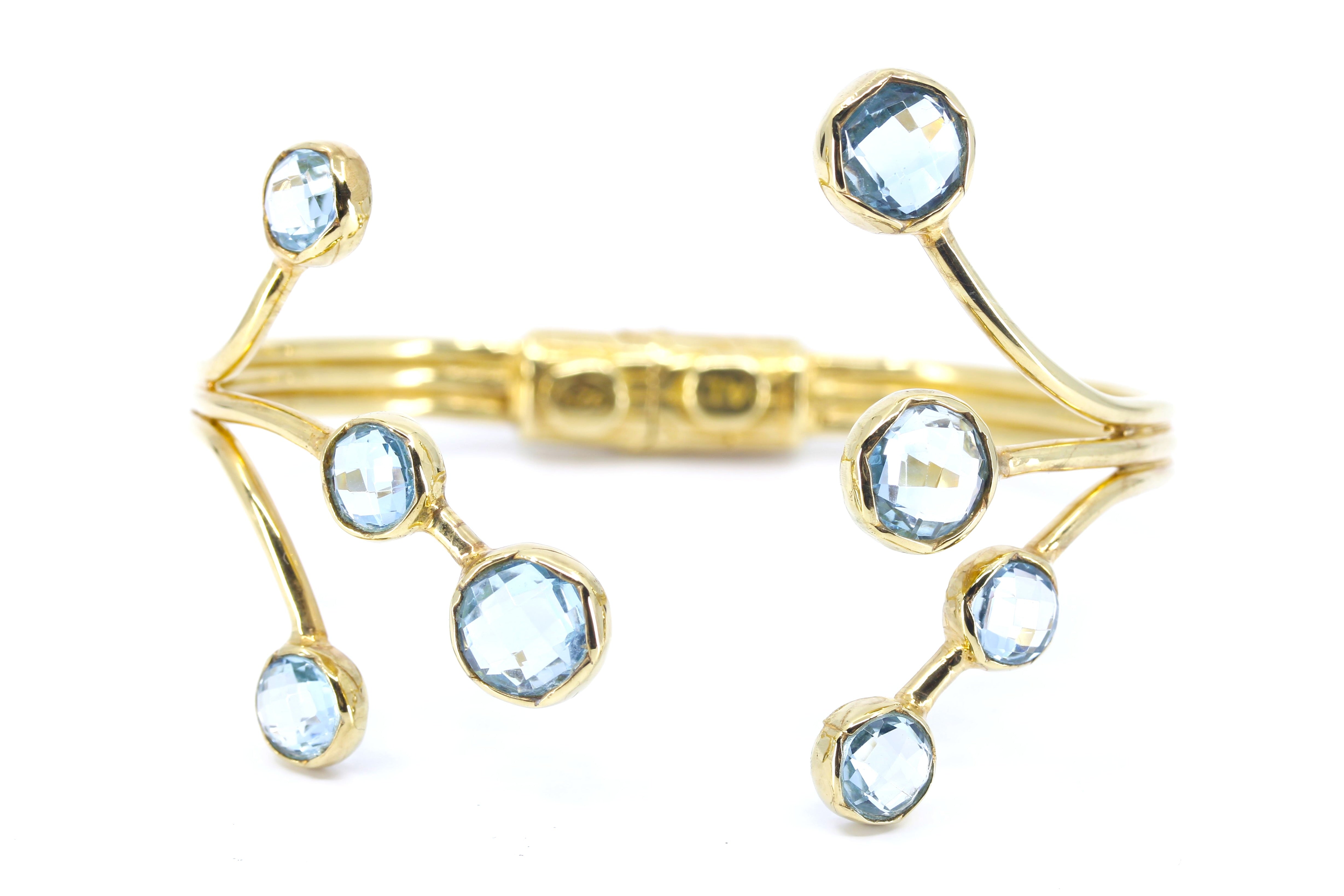 ETHERNA 18K Gold Vermeil Blue Topaz Brunch Cuff Bracelet