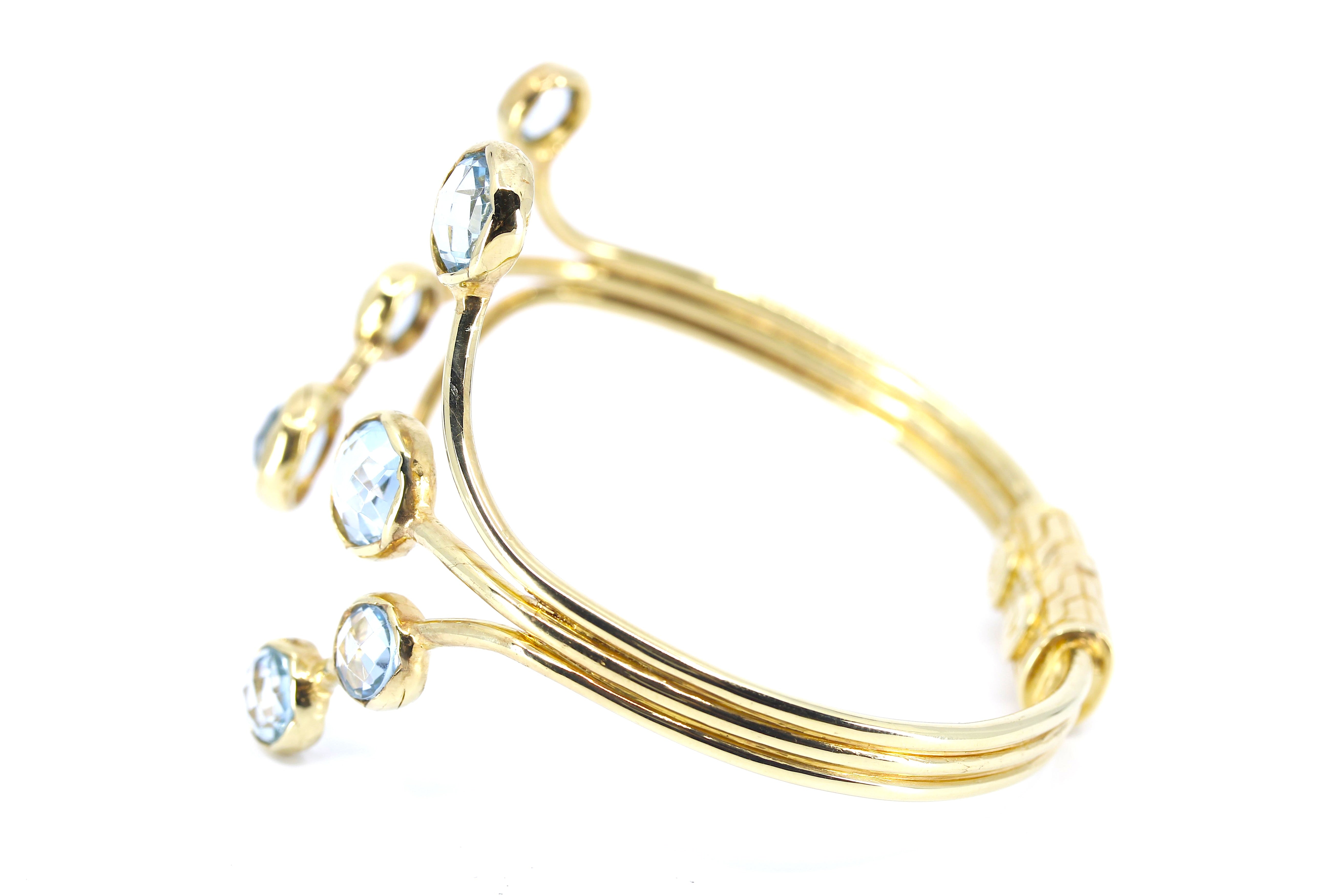 ETHERNA 18K Gold Vermeil Blue Topaz Brunch Cuff Bracelet
