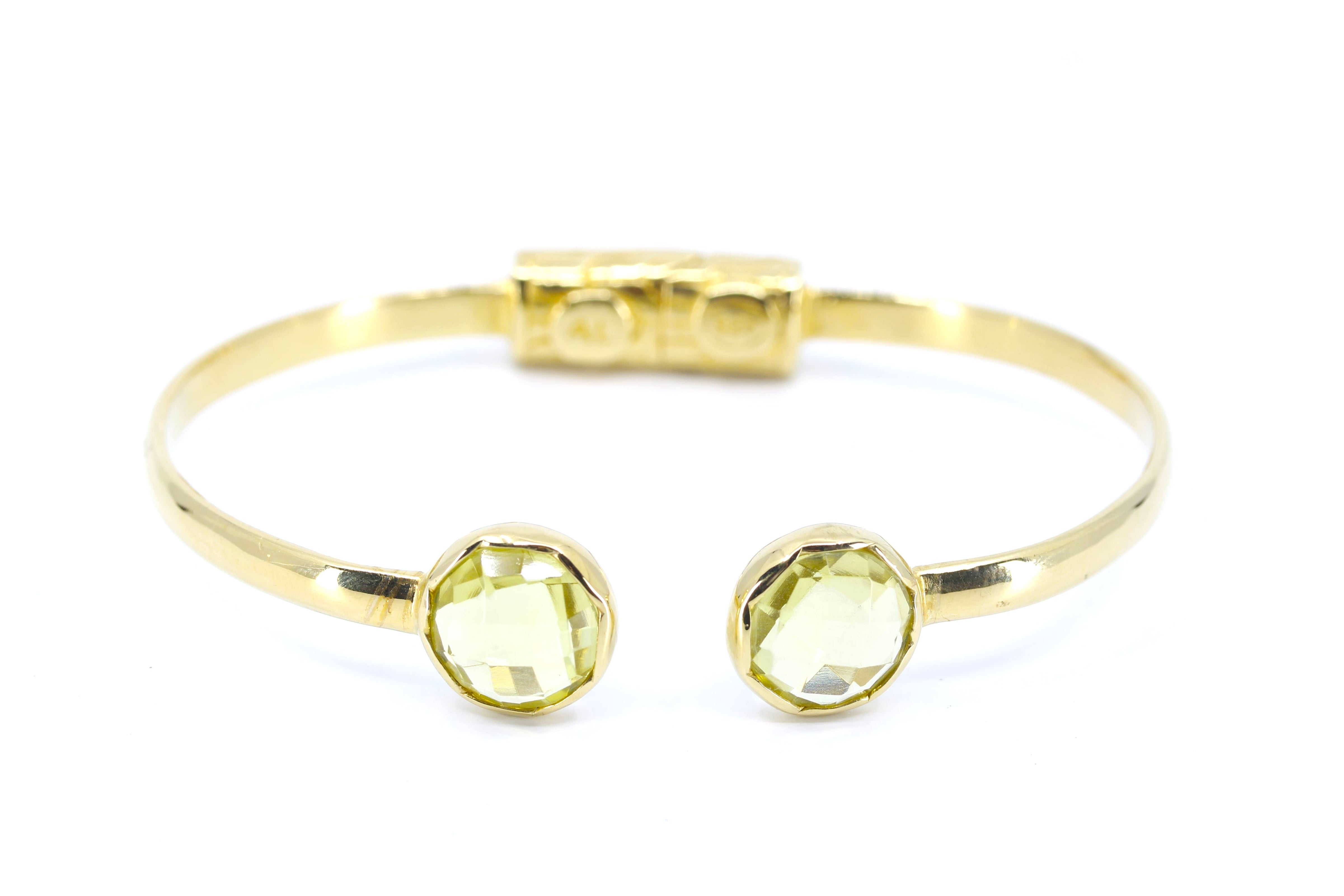 ETHERNA 18K Gold Vermeil Open Cuff Bracelet with Lemon Quartz