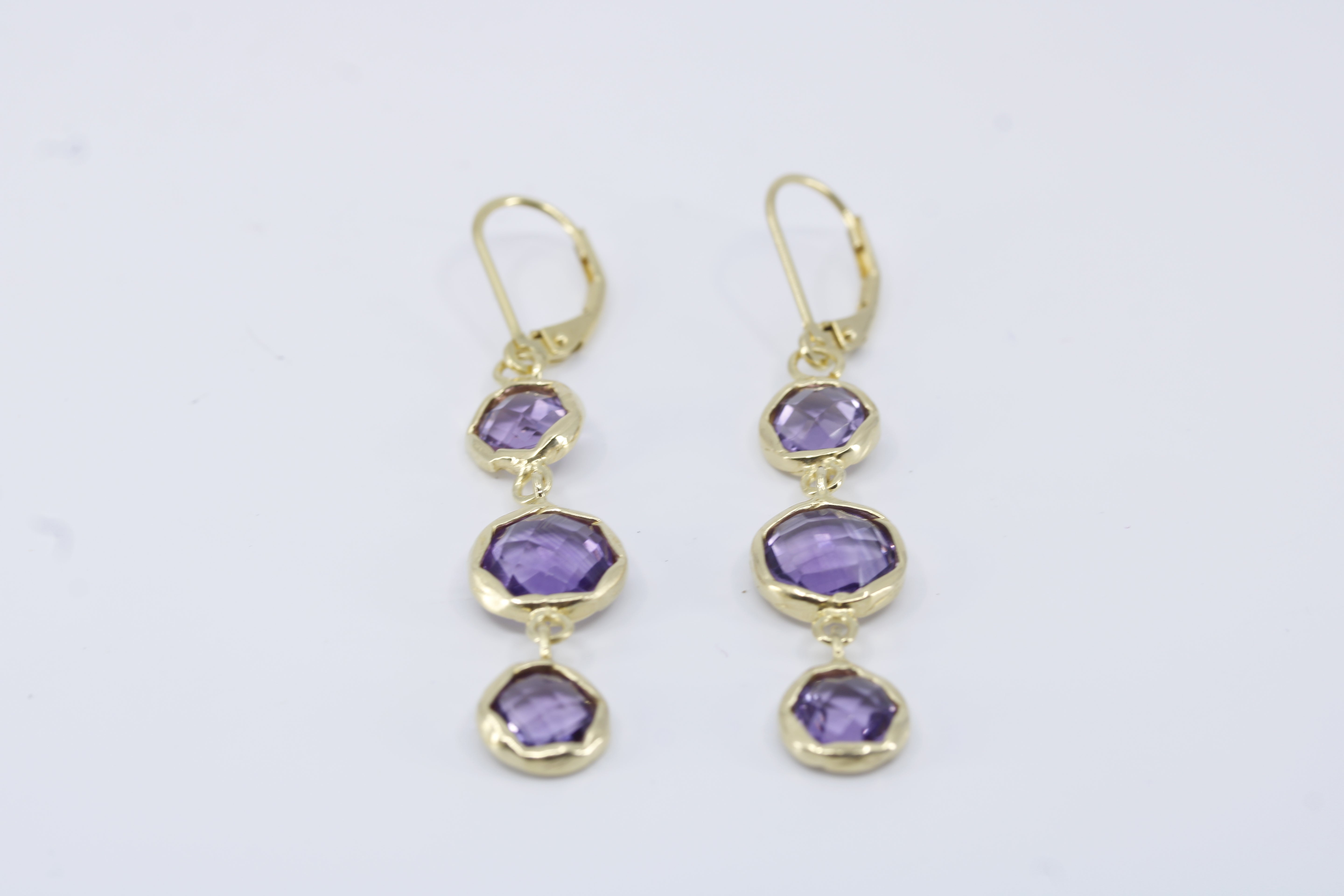 Il Gattopardo 18K Gold Vermeil Multi Stone Drop Earring with Amethyst