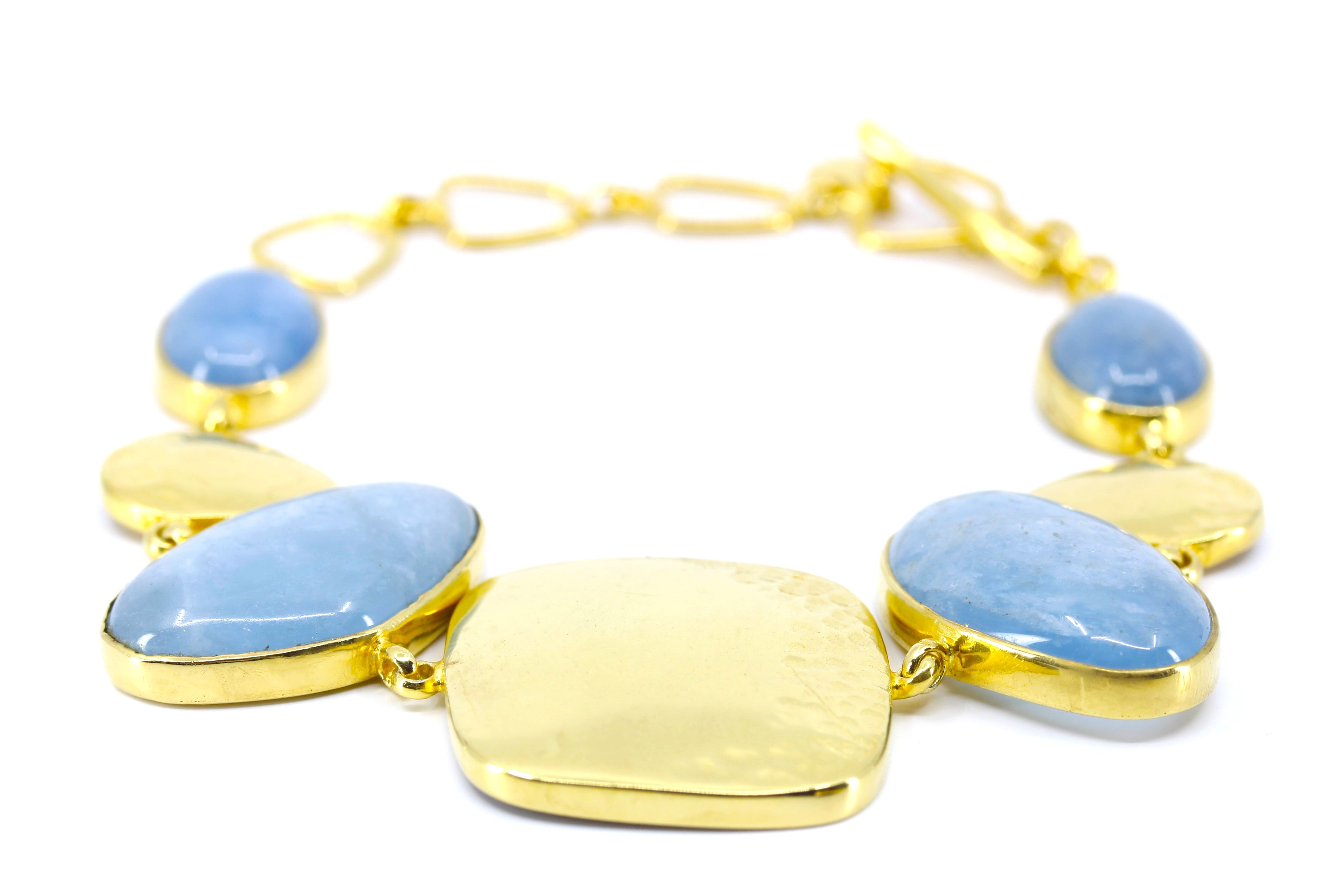 DUNE 18K Gold Vermeil Statement Link Bracelet with Beryl