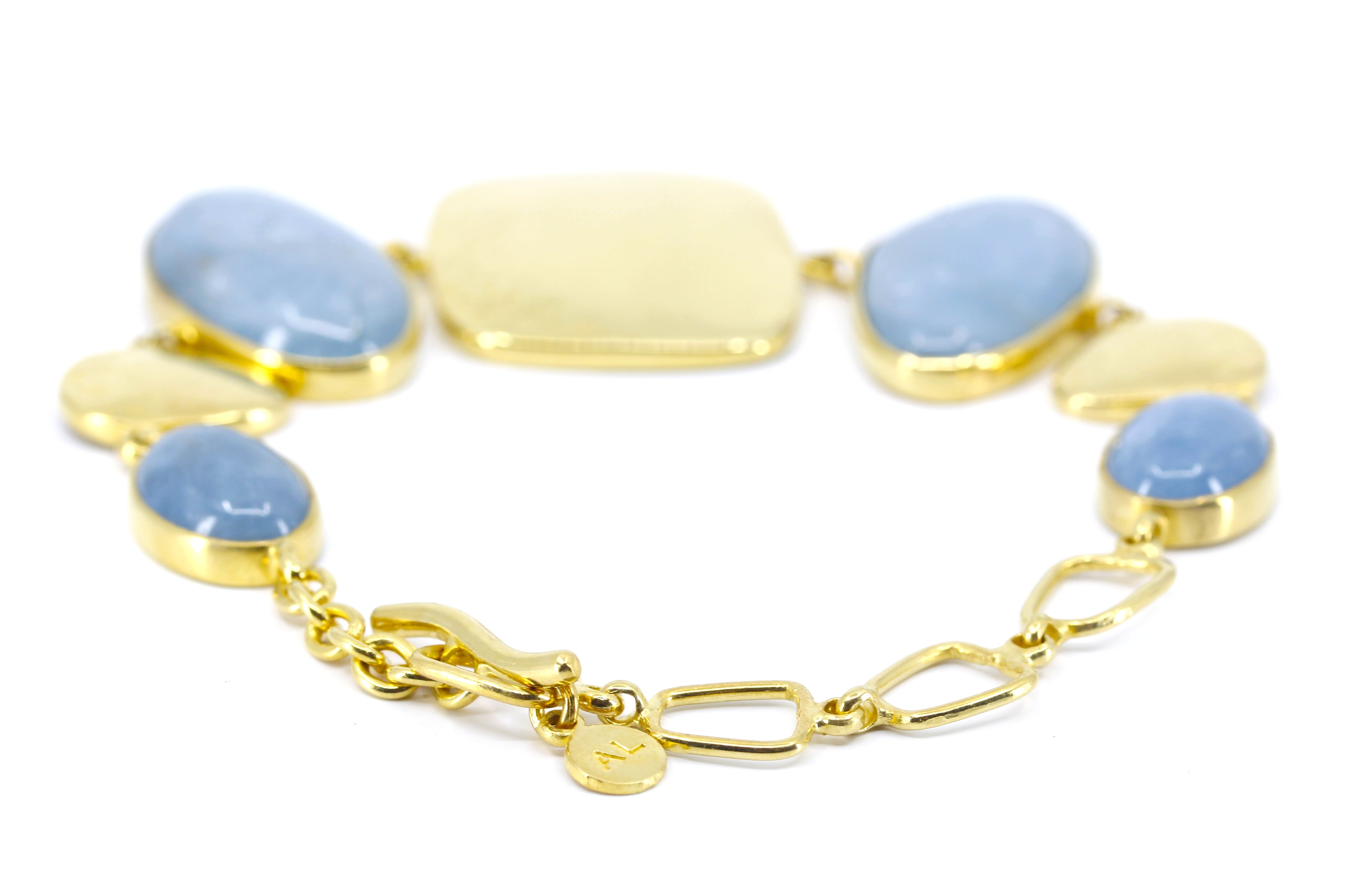 DUNE 18K Gold Vermeil Statement Link Bracelet with Beryl