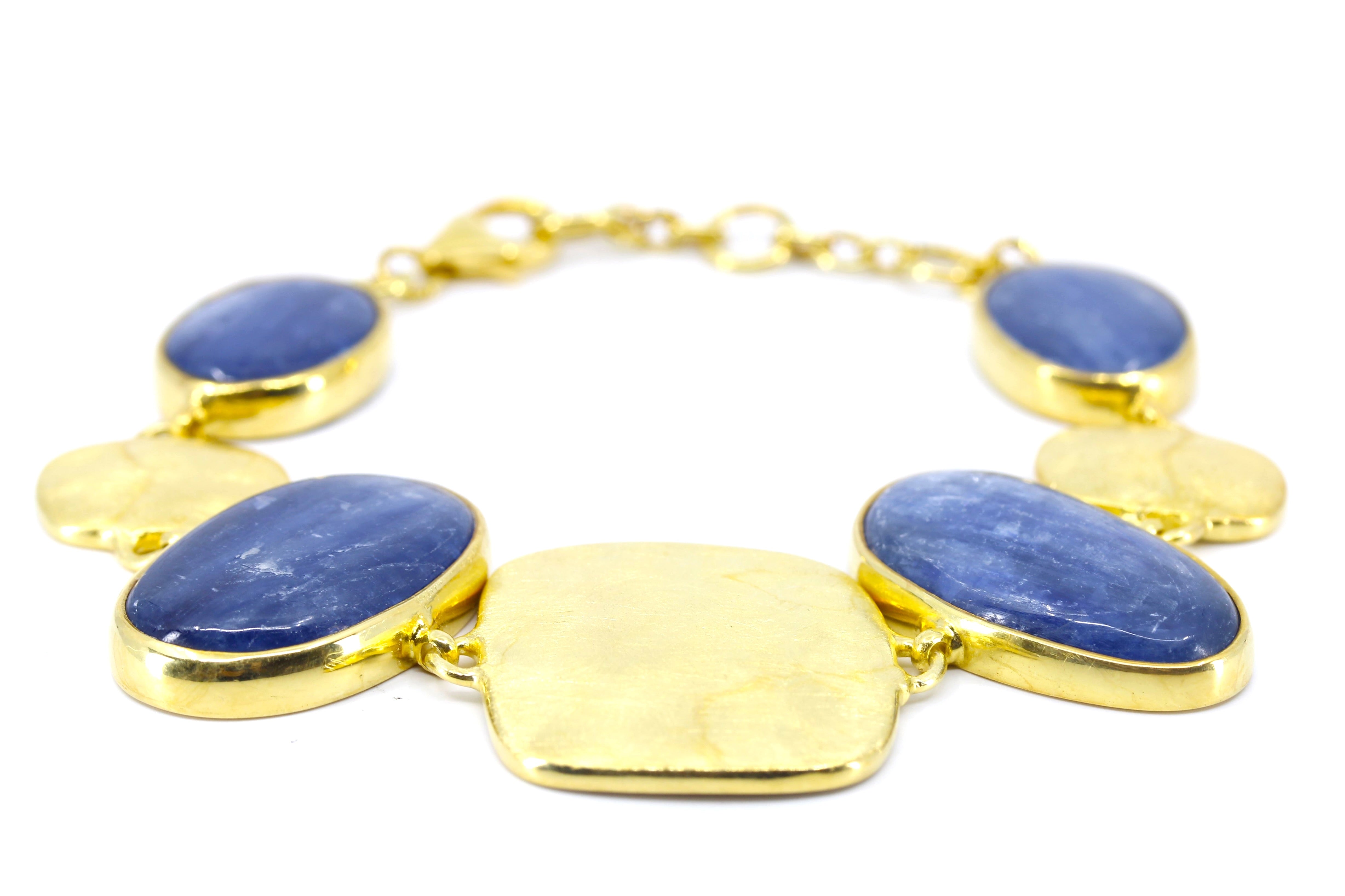 DUNE 18K Gold Vermeil Statement Link Bracelet with Kyanite
