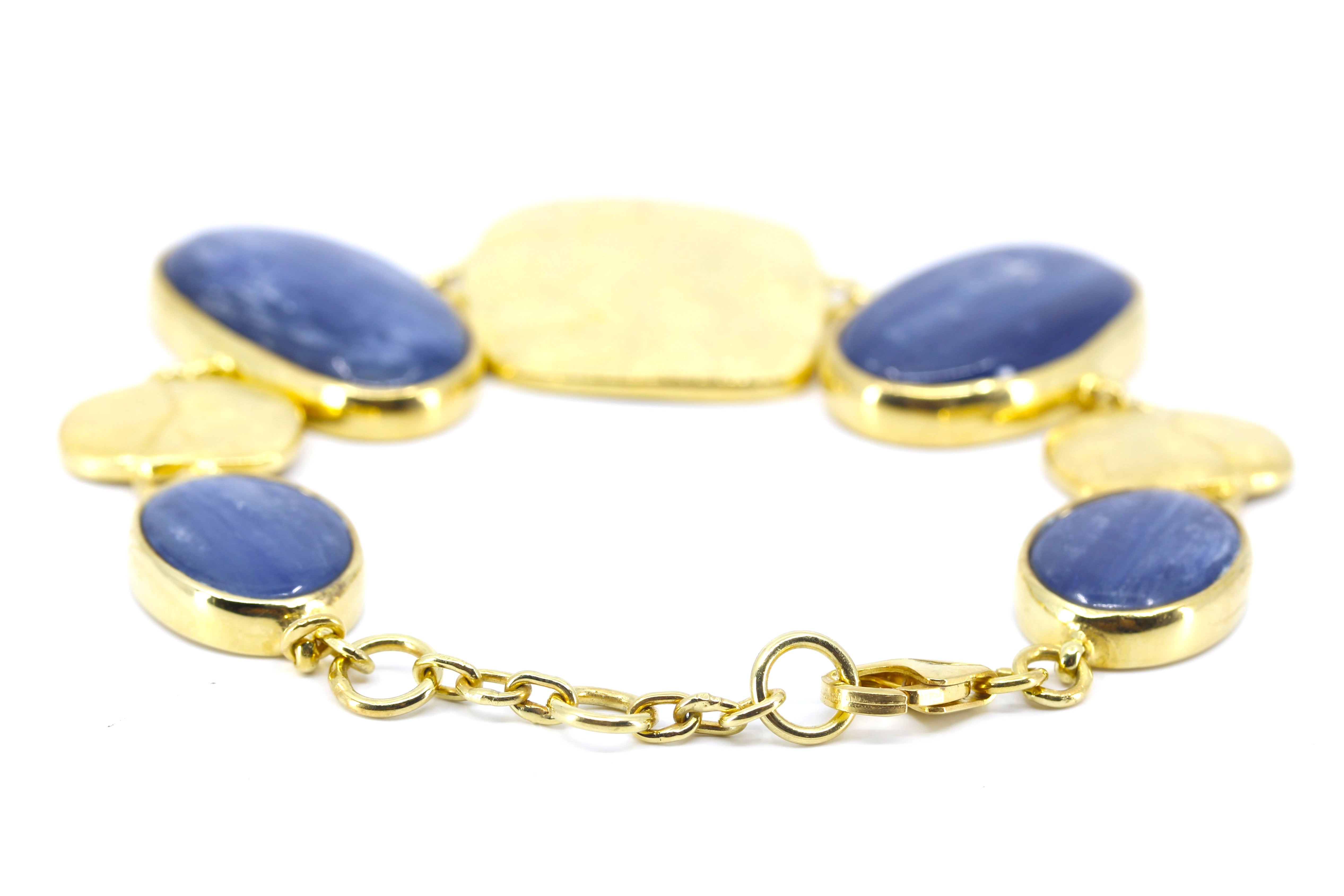 DUNE 18K Gold Vermeil Statement Link Bracelet with Kyanite