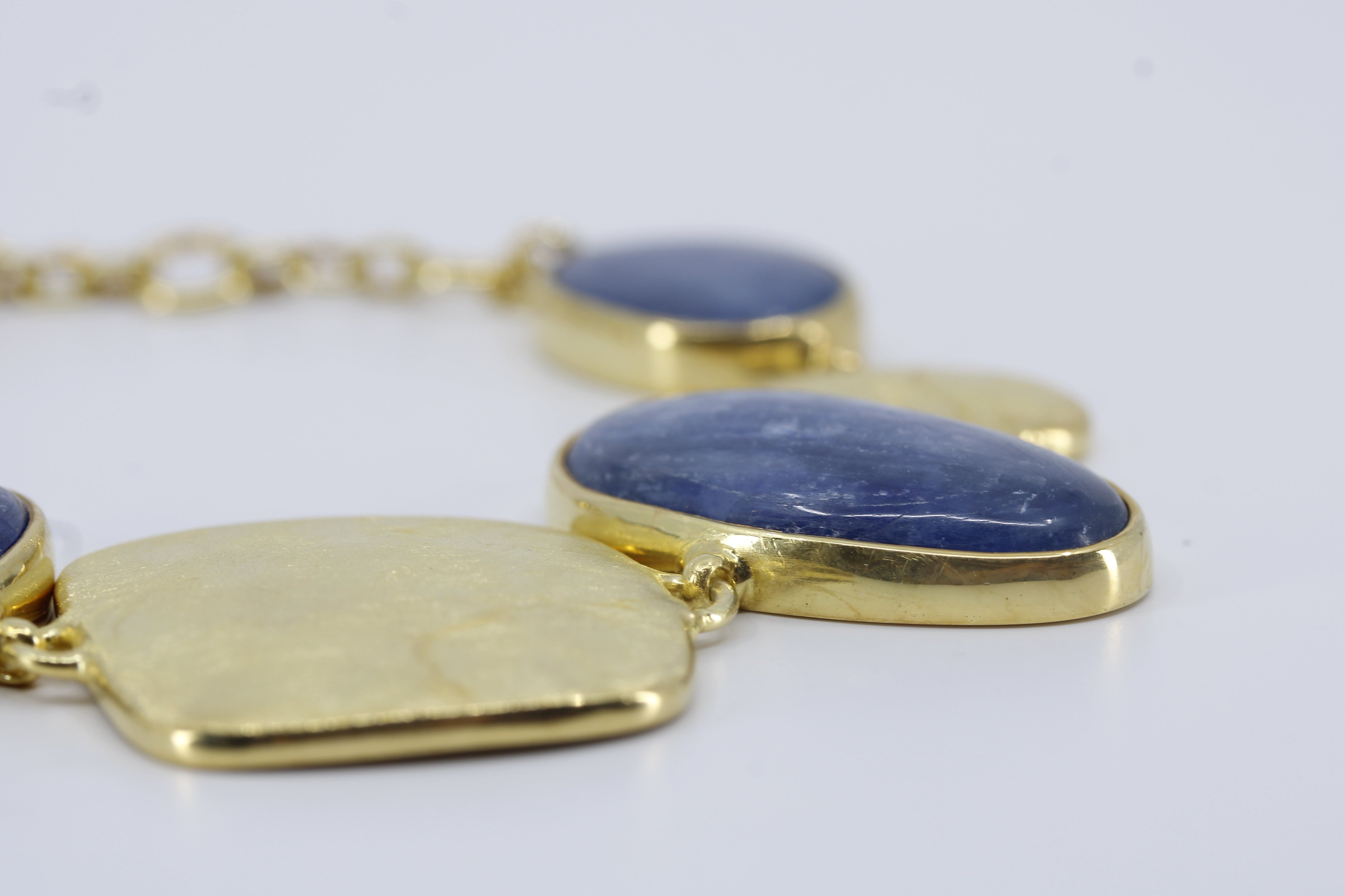 DUNE 18K Gold Vermeil Statement Link Bracelet with Kyanite