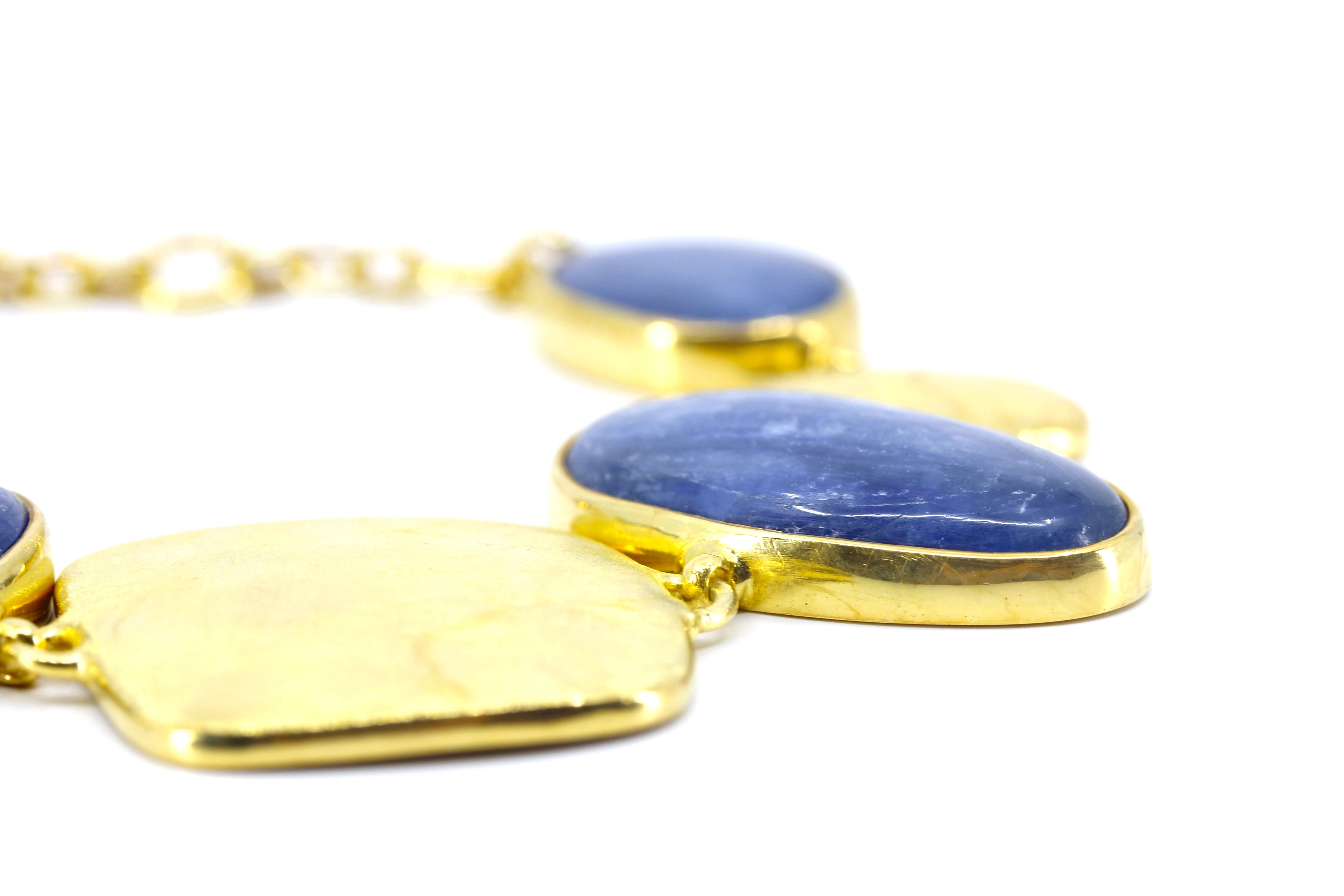 DUNE 18K Gold Vermeil Statement Link Bracelet with Kyanite