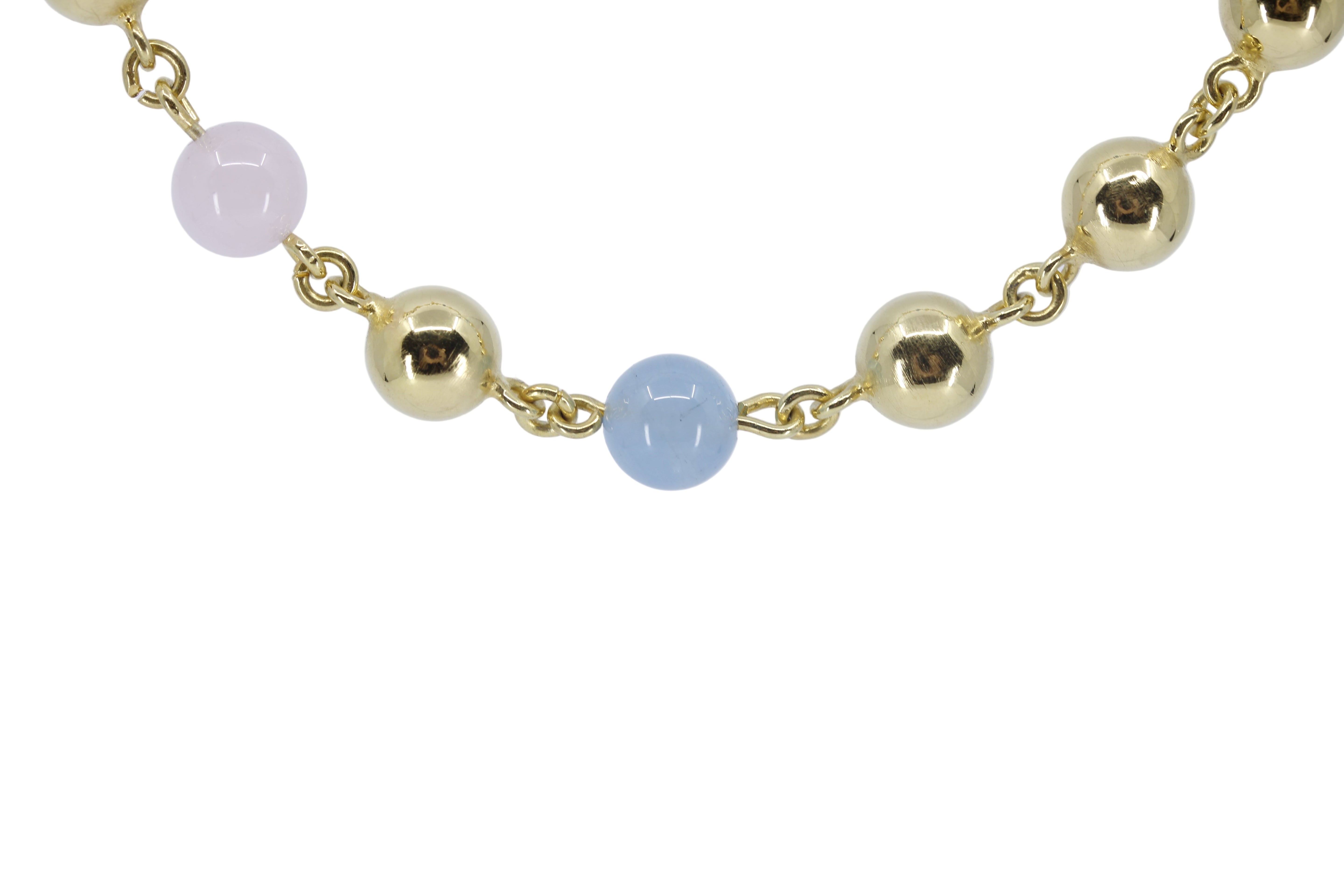 CELESTIA 18K Gold Vermeil Station Necklace with Beryl