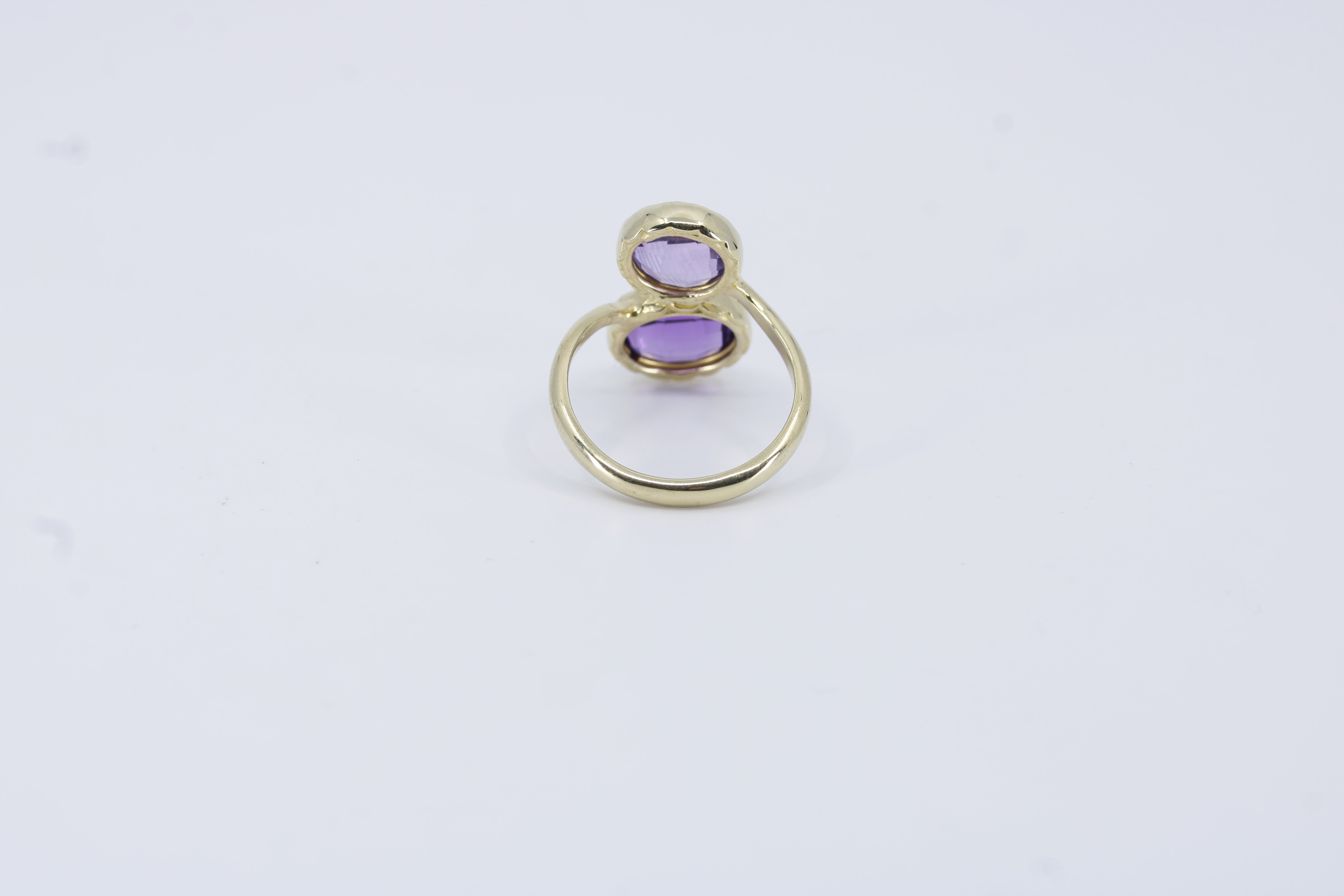 Il Gattopardo 18K Gold Vermeil Double Stone Statement Ring with Amethyst