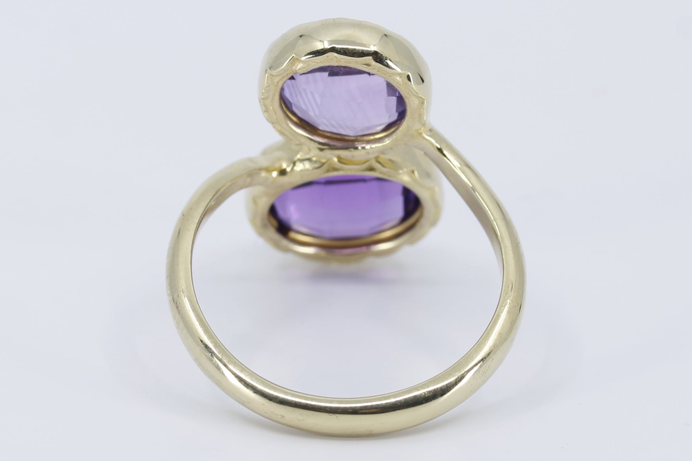 ETHERNA 18K Gold Vermeil Double Stone Statement Ring with Amethyst