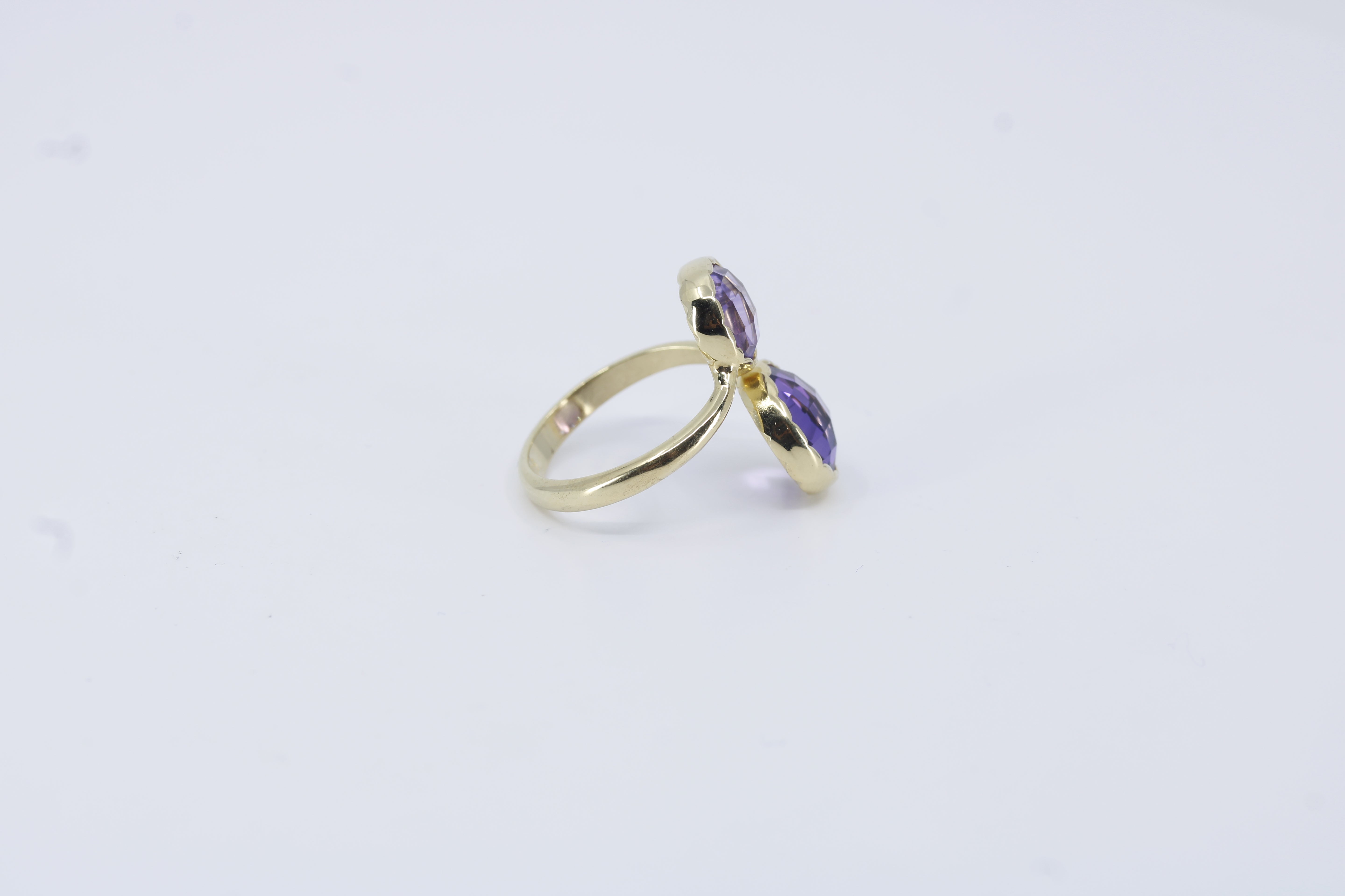 Il Gattopardo 18K Gold Vermeil Double Stone Statement Ring with Amethyst