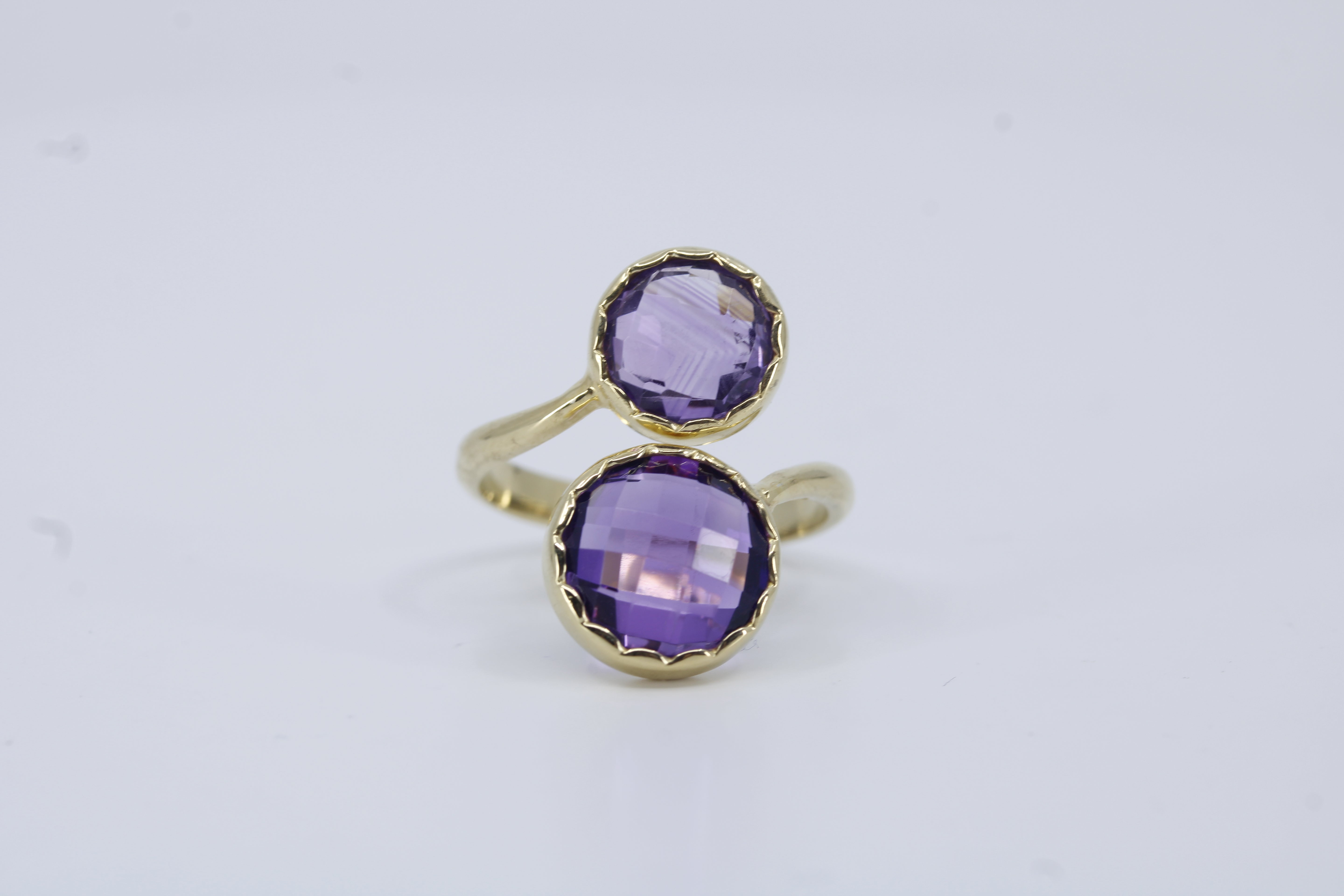 Il Gattopardo 18K Gold Vermeil Double Stone Statement Ring with Amethyst