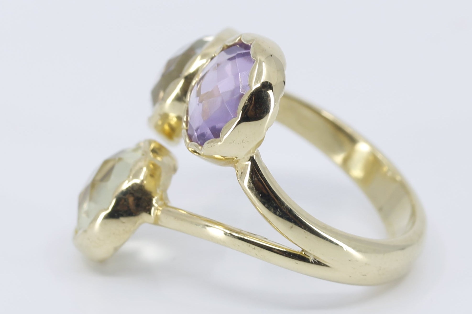 ETHERNA 18K Gold Vermeil Amethyst, Green Amethyst and Lemon Quartz Brunch Ring