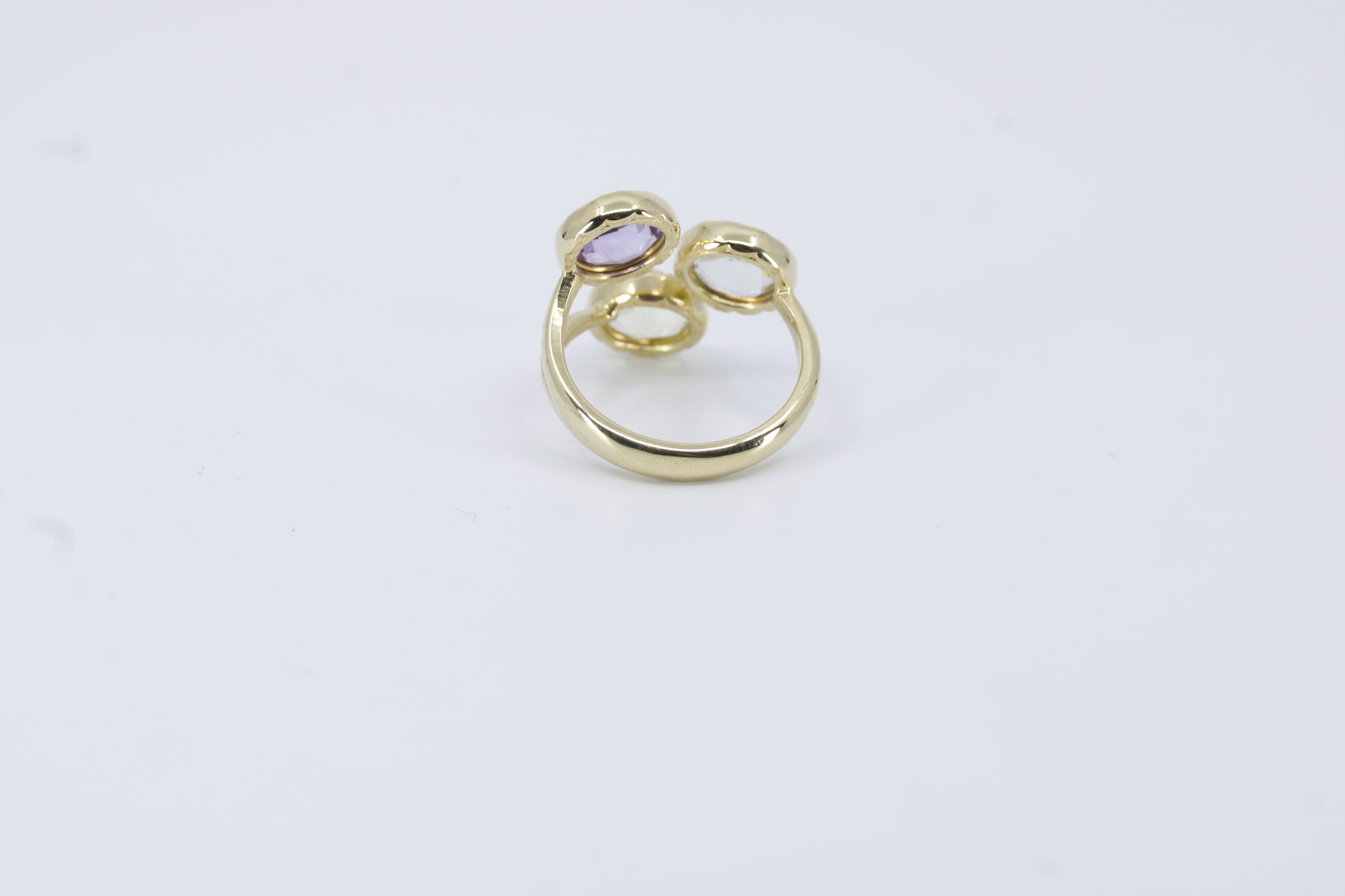Il Gattopardo 18K Gold Vermeil Amethyst, Green Amethyst and Lemon Quartz Brunch Ring