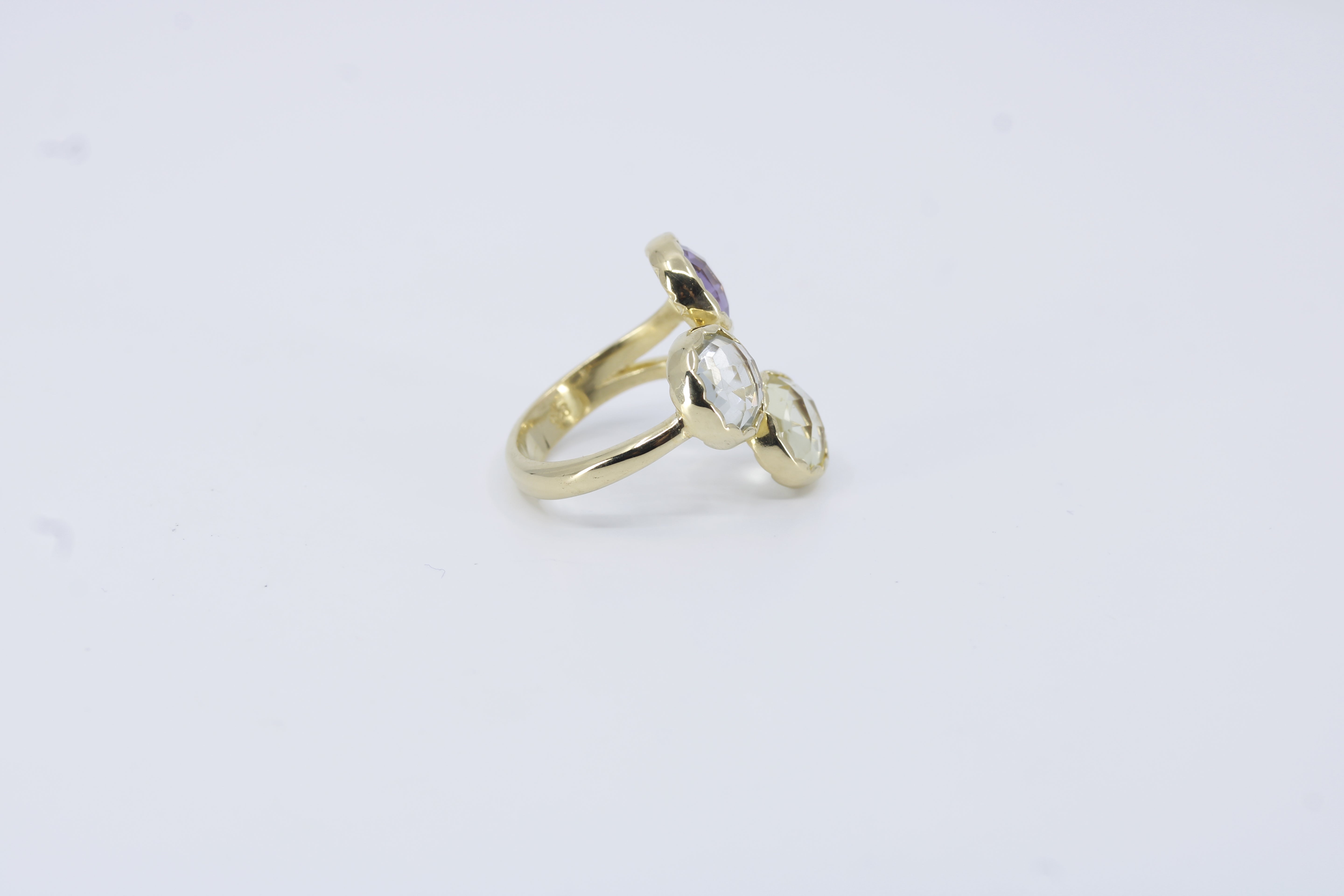 Il Gattopardo 18K Gold Vermeil Amethyst, Green Amethyst and Lemon Quartz Brunch Ring