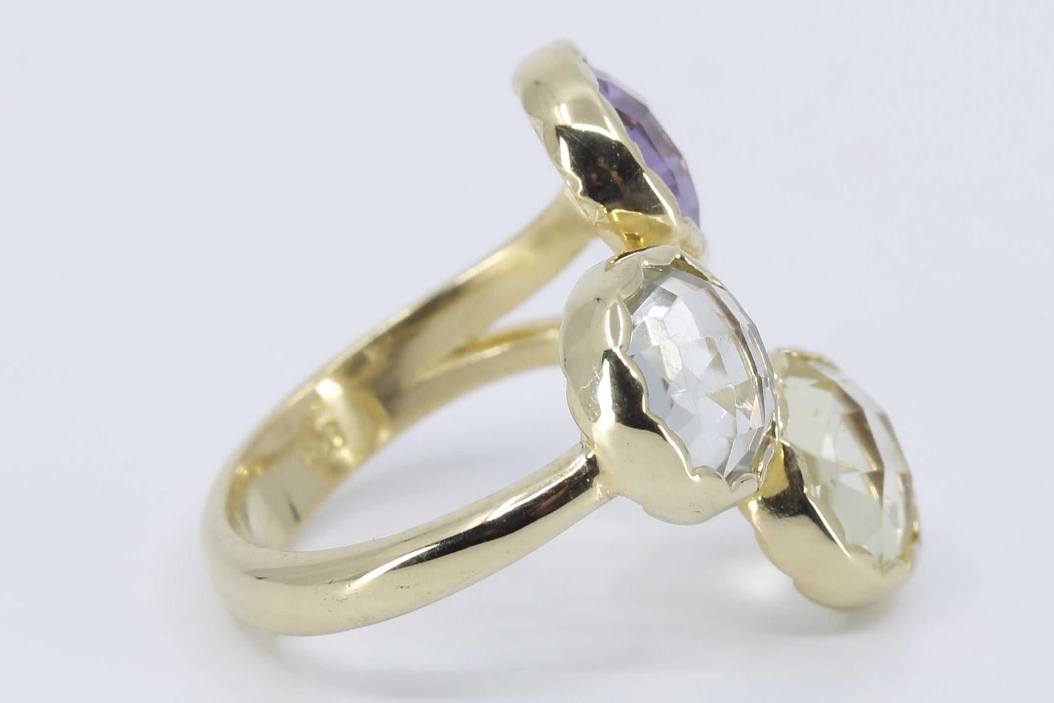 ETHERNA 18K Gold Vermeil Amethyst, Green Amethyst and Lemon Quartz Brunch Ring