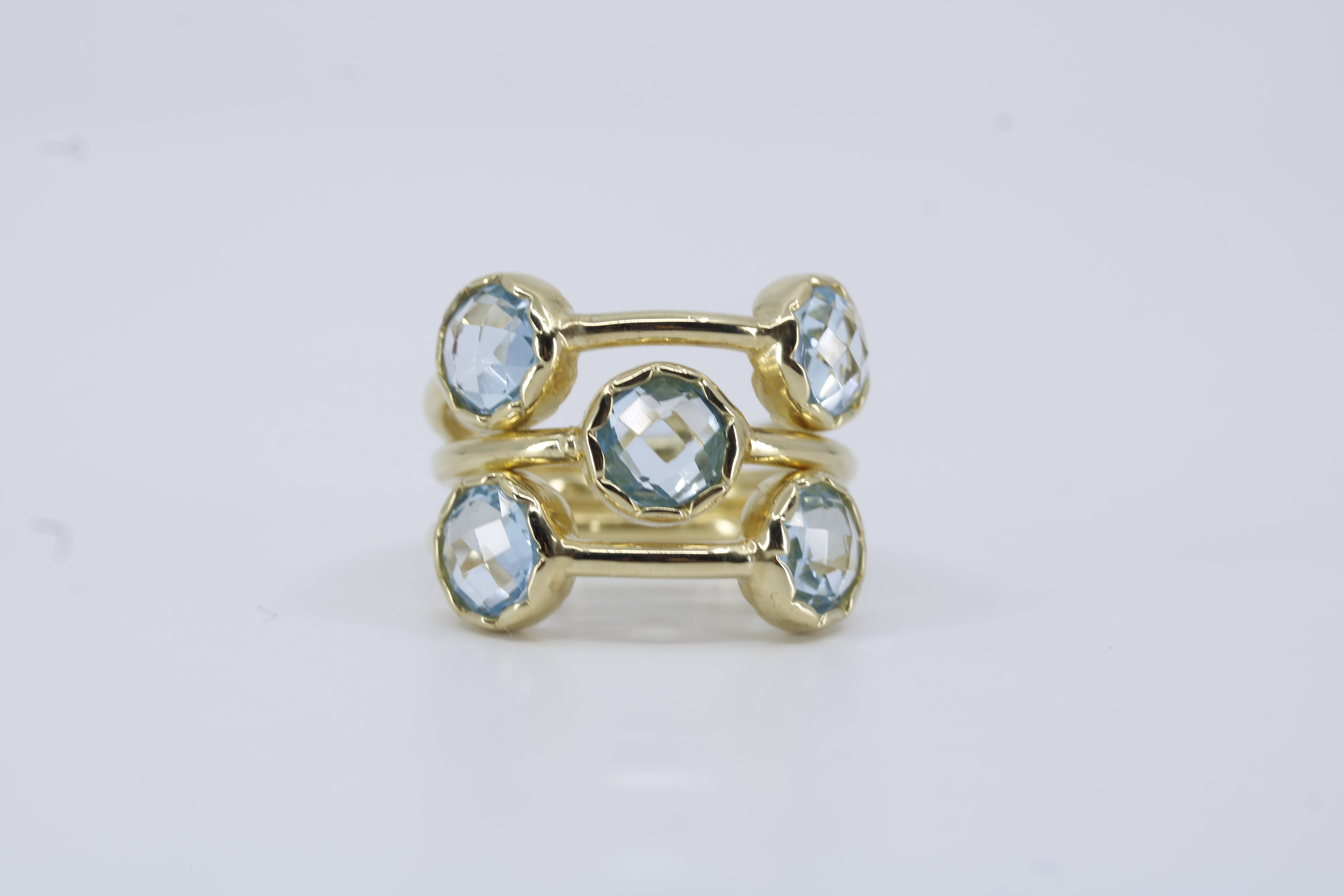 Il Gattopardo 18K Gold Vermeil Multi Stone Band Ring with Blue Topaz