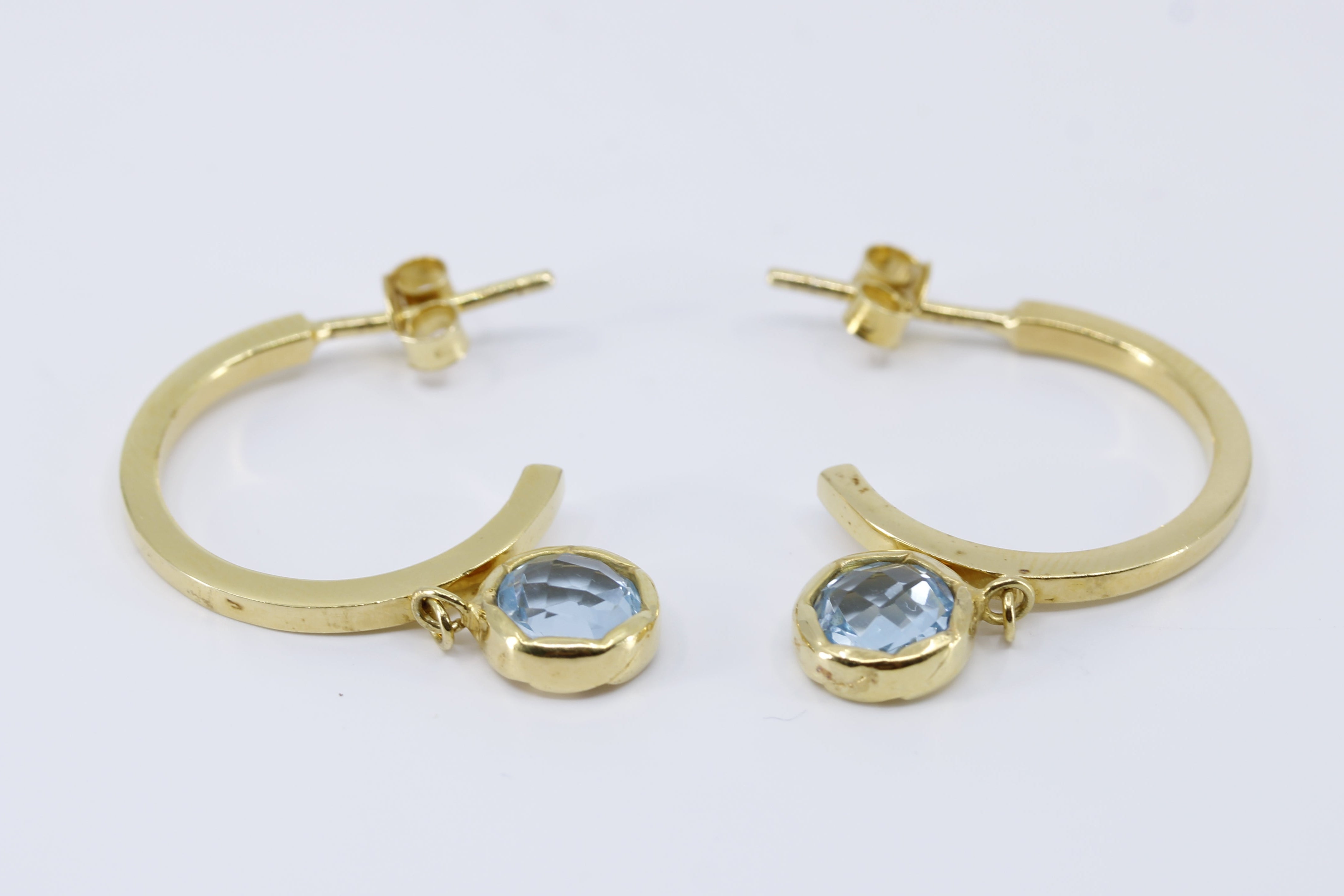 AURORA 18K Gold Vermeil Charm Hoop with Blue Topaz