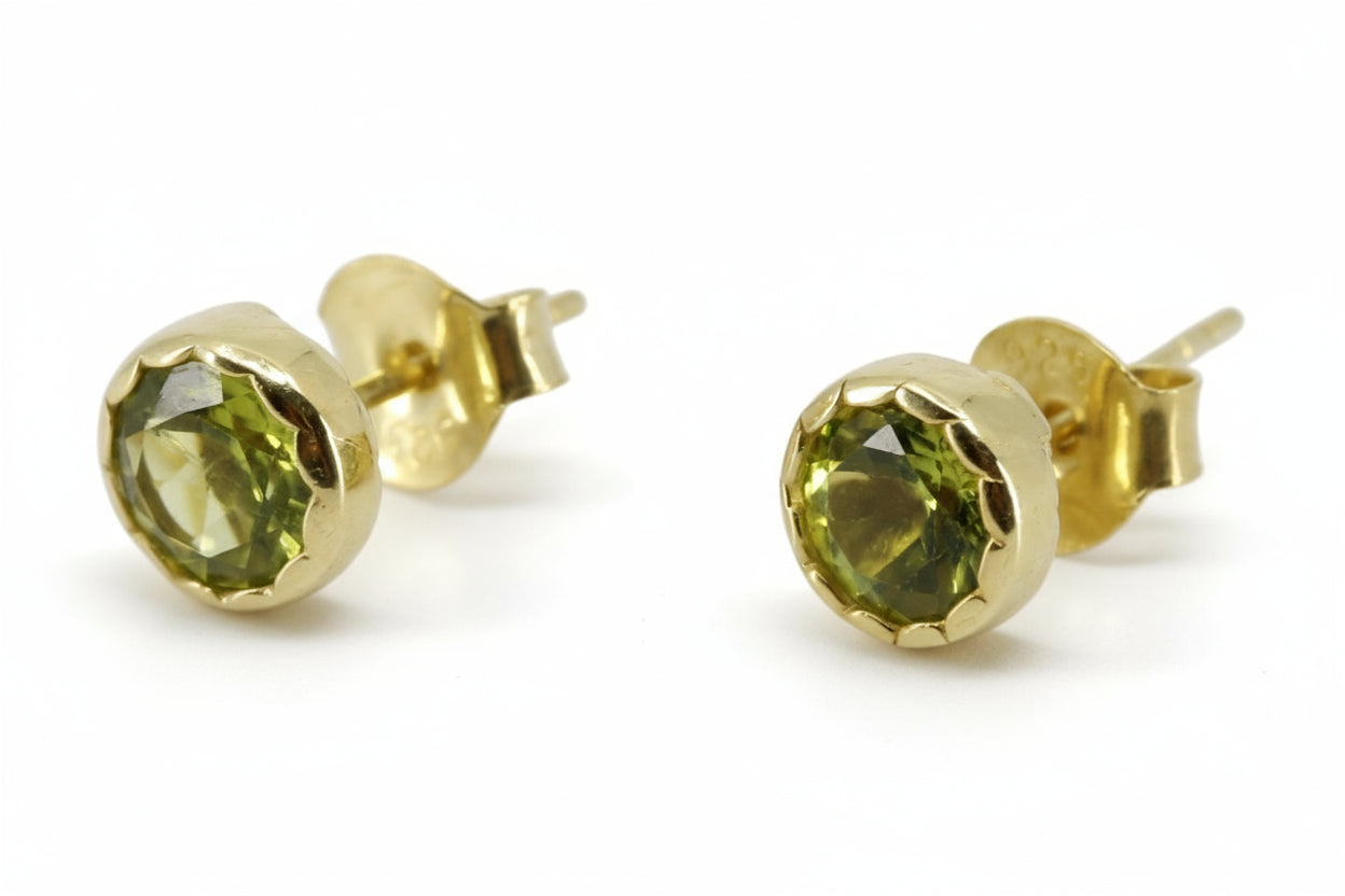 AURORA 18K Gold Vermeil Bold Stud Earrings with Peridot