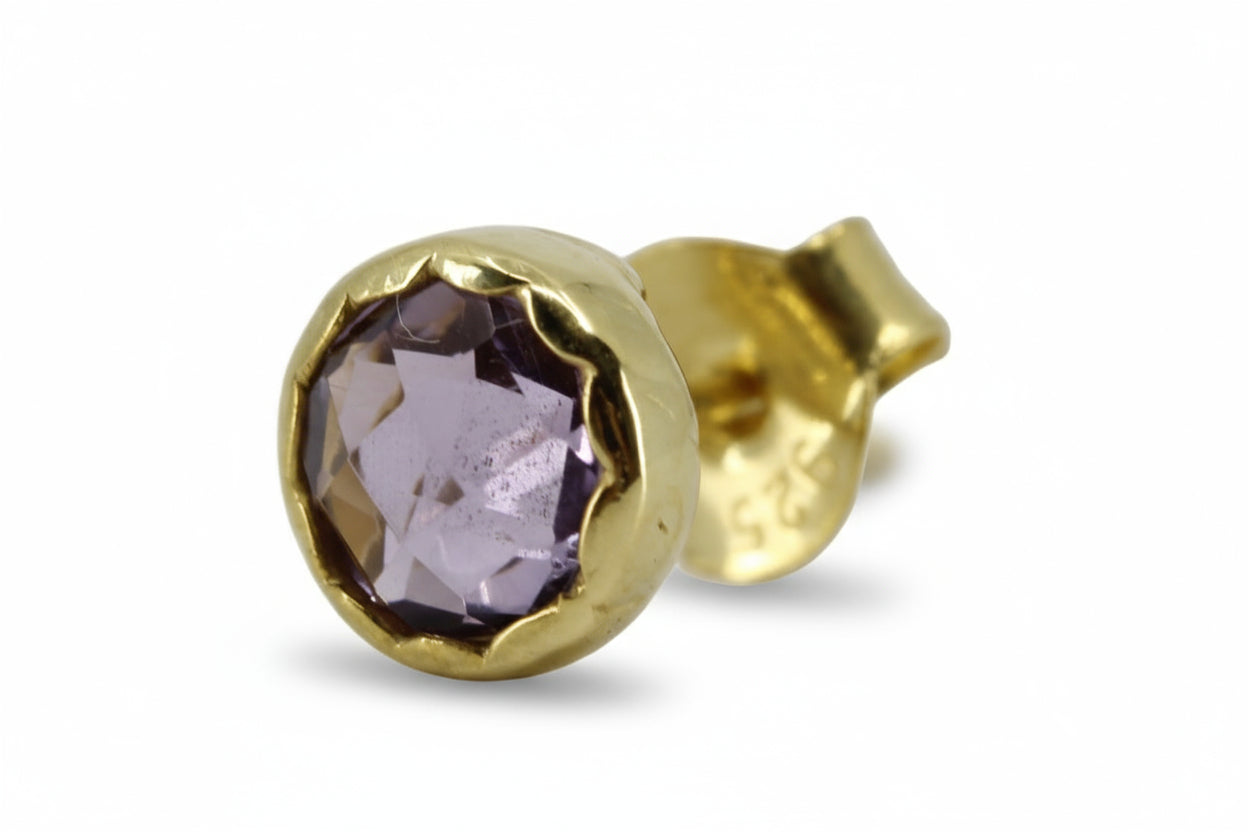 AURORA 18K Gold Vermeil Bold Stud Earrings with Amethyst
