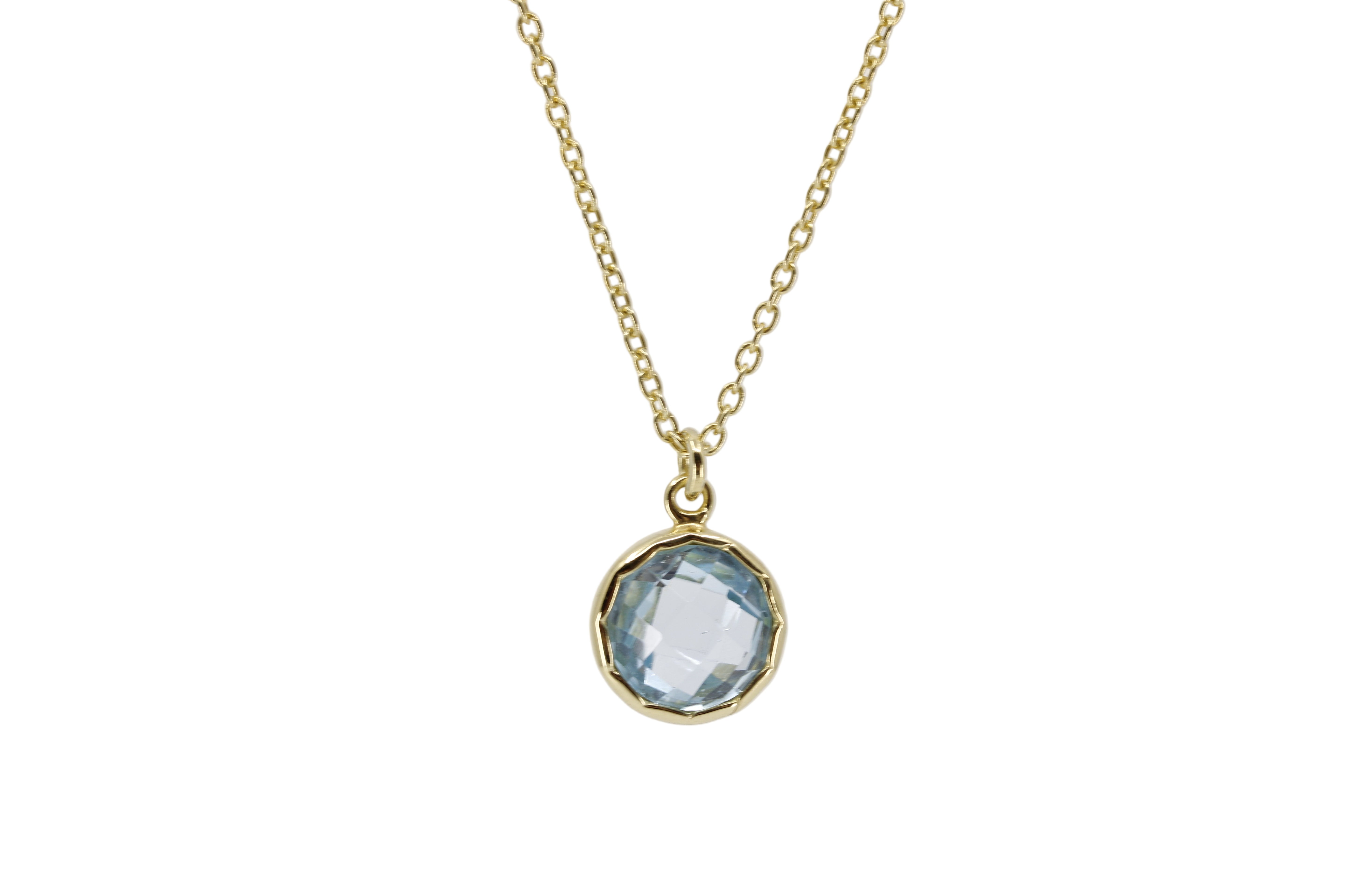 AURORA 18K Gold Vermeil Solitaire Pendant Necklace with Blue Topaz