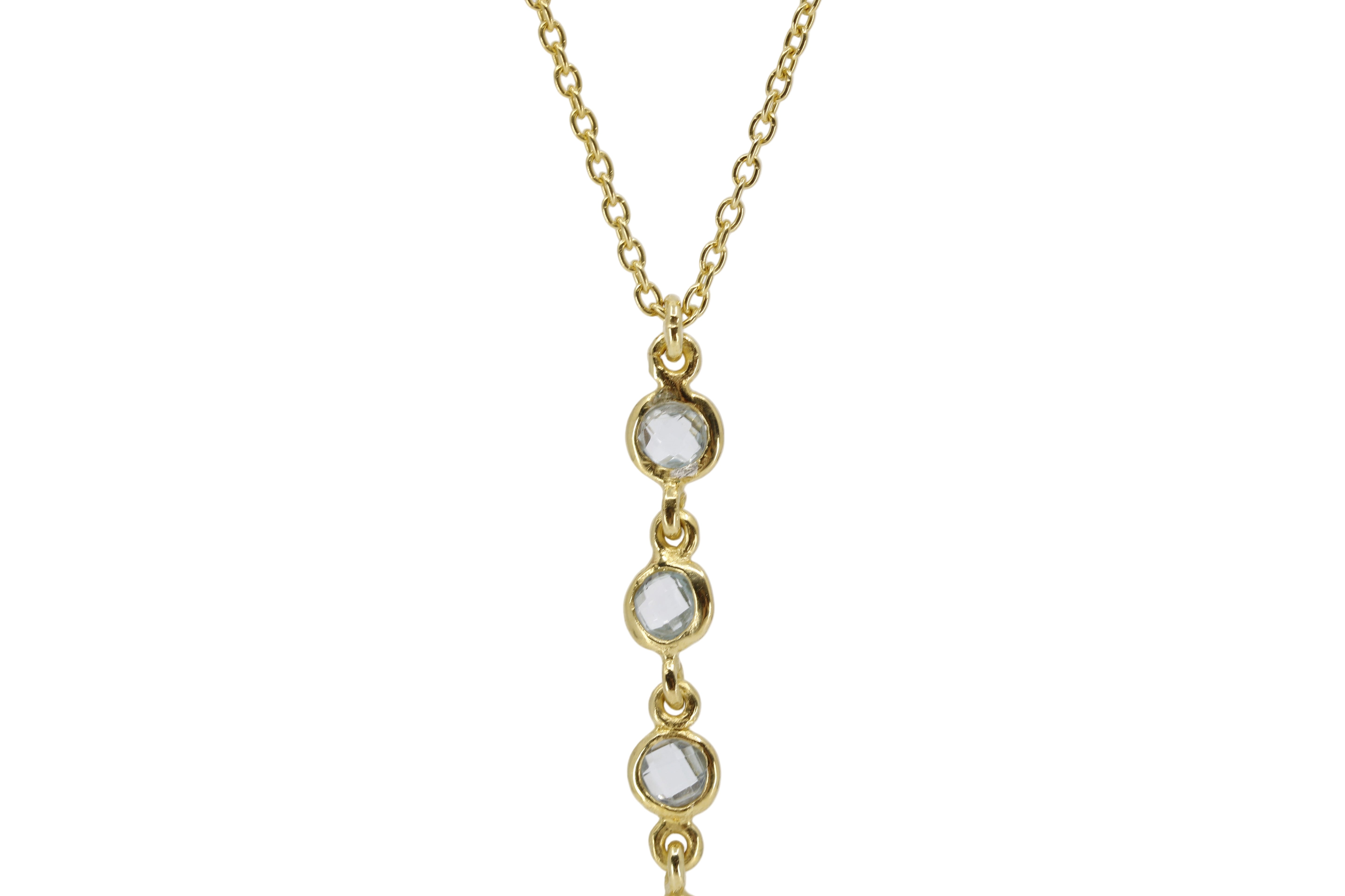 AURORA 12 Stones Drop Pendant Necklace with Blue Topaz