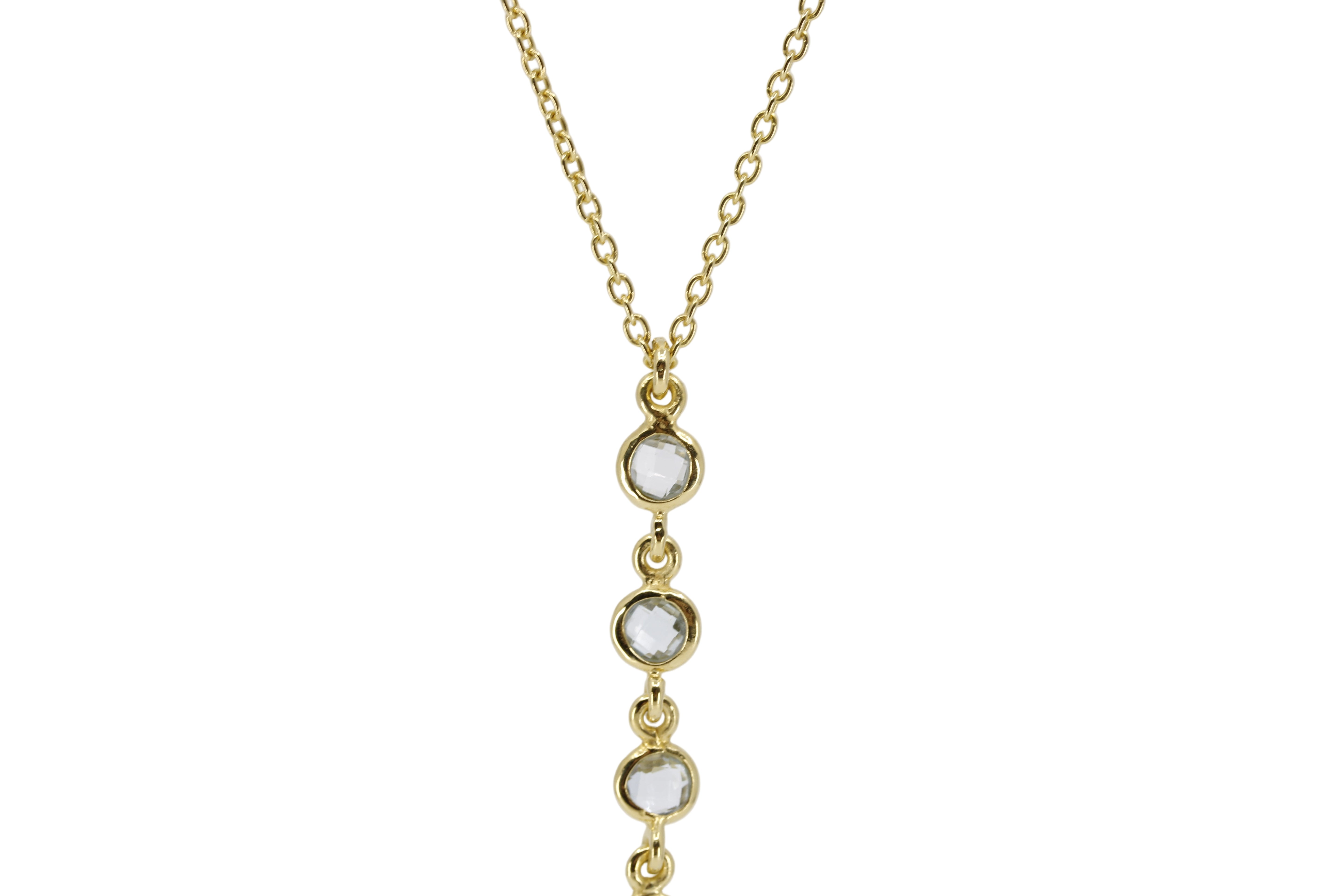 AURORA 9 Stones Drop Pendant Necklace with Blue Topaz