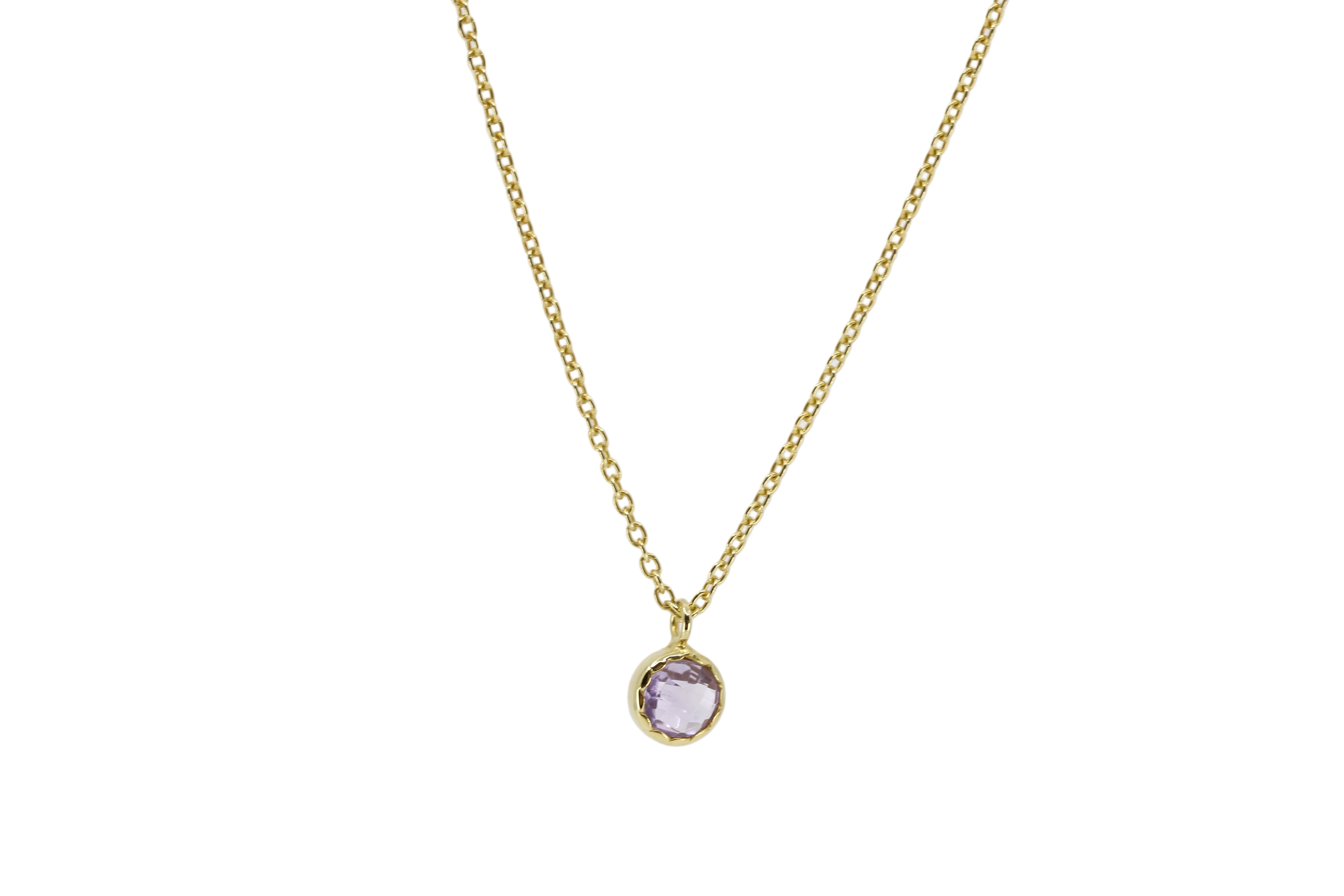 AURORA Slim Bezel Pendant Necklace with Amethyst