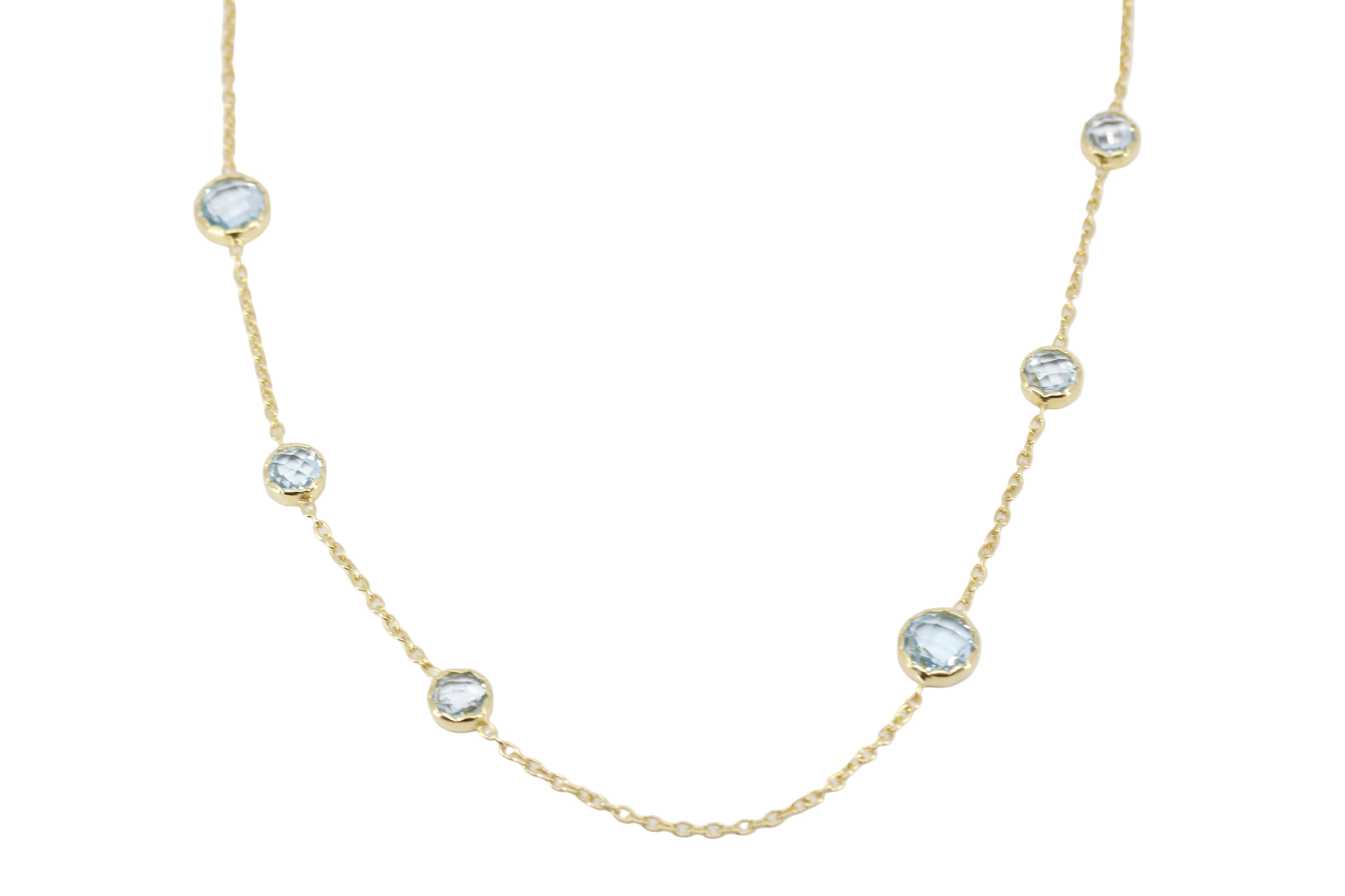 ETHERNA 18K Gold Vermeil Station Necklace with Blue Topaz