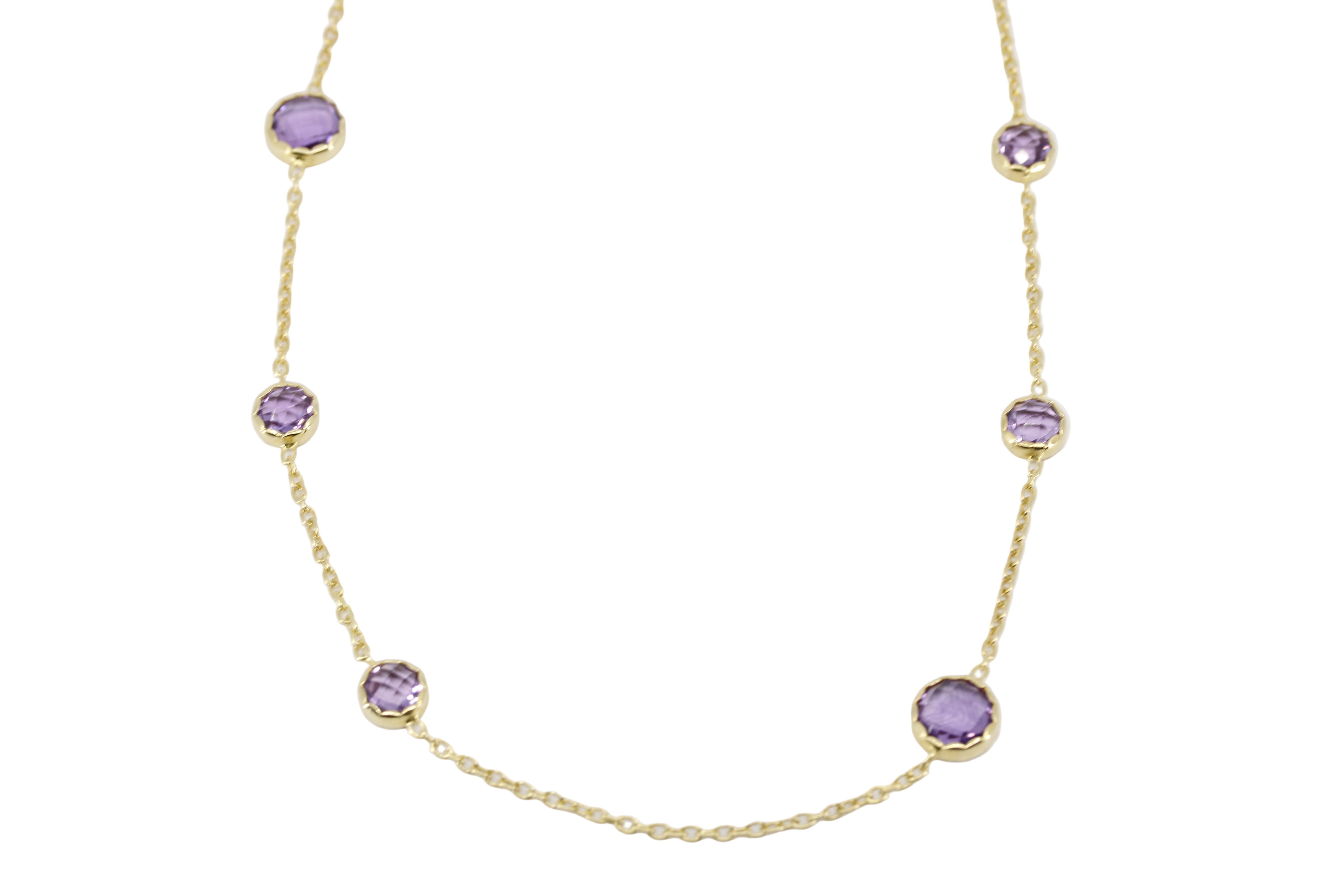 ETHERNA 18K Gold Vermeil Station Necklace with Amethyst