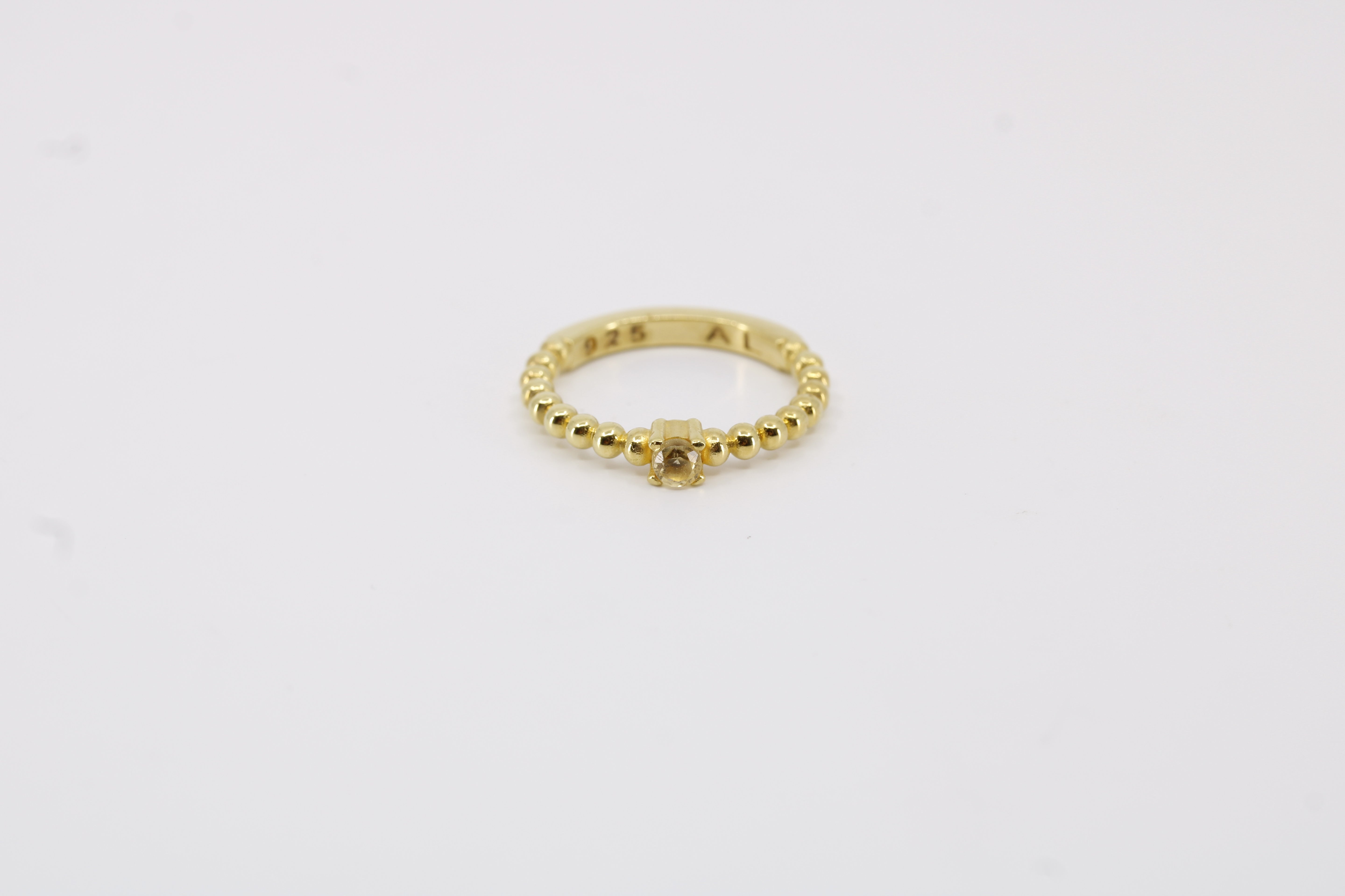 Linea Beaded Gemstone Band Ring with Citrine