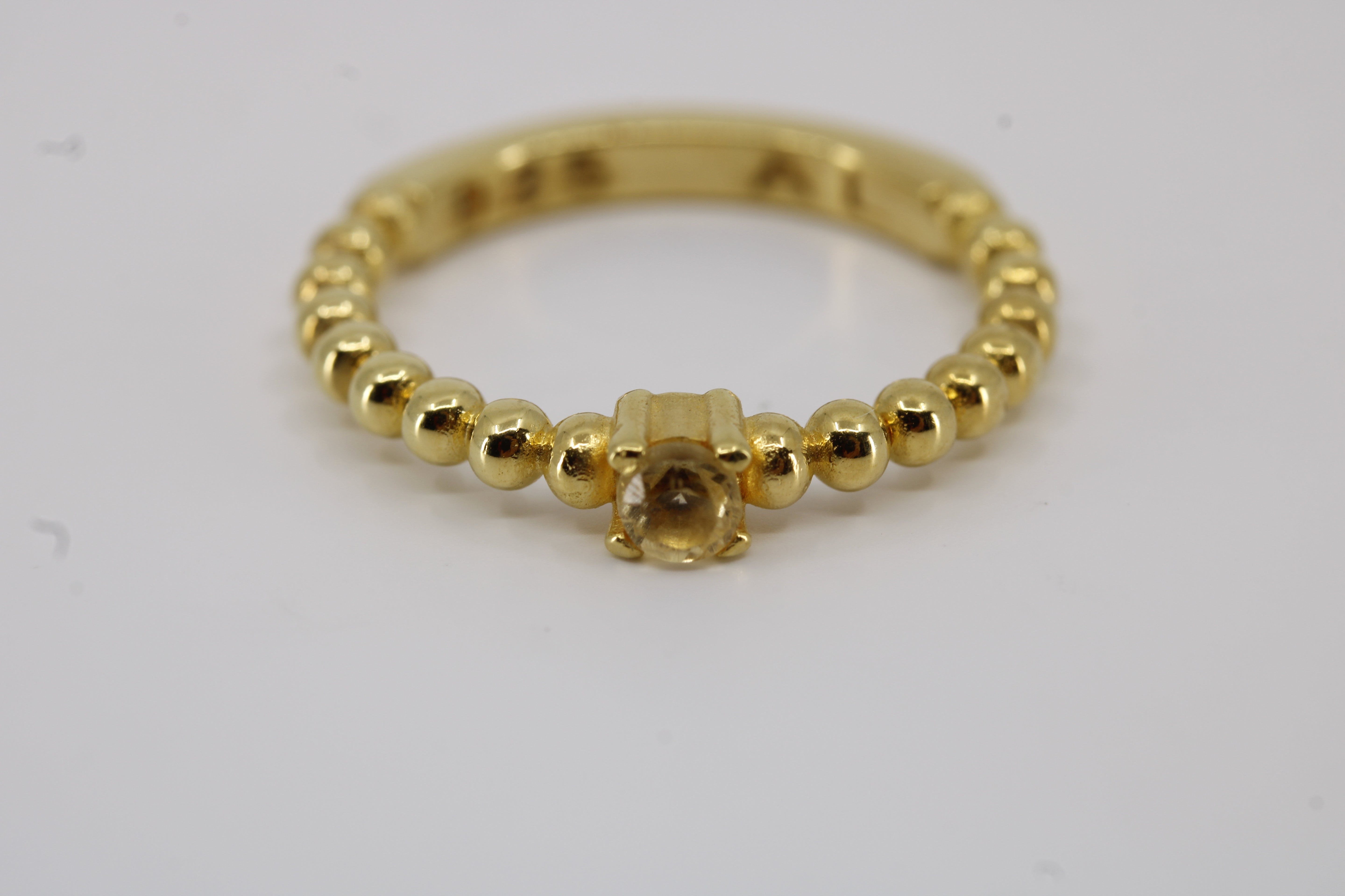 Linea Beaded Gemstone Band Ring with Citrine