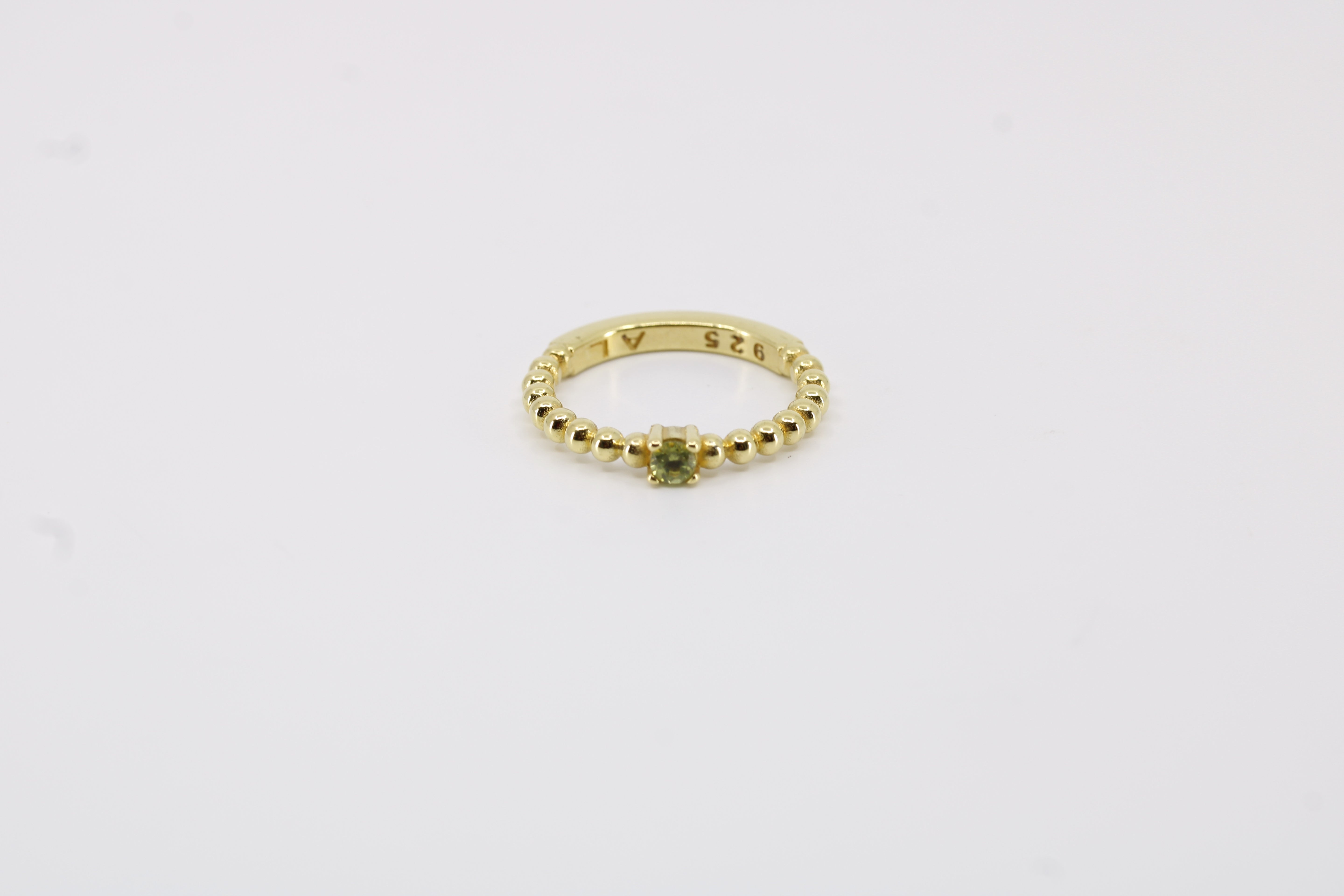 Linea Beaded Gemstone Band Ring with Peridot