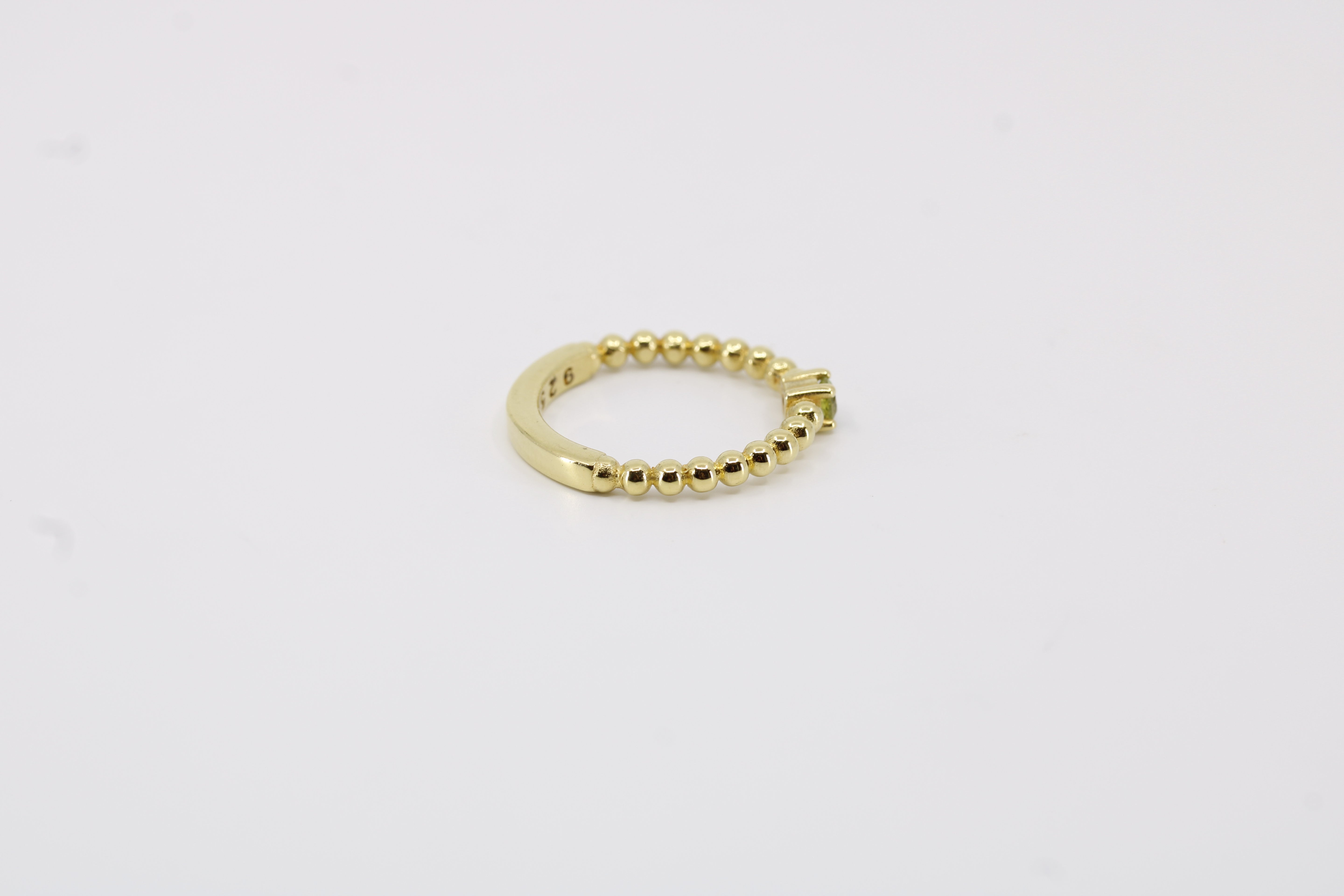 Linea Beaded Gemstone Band Ring with Peridot