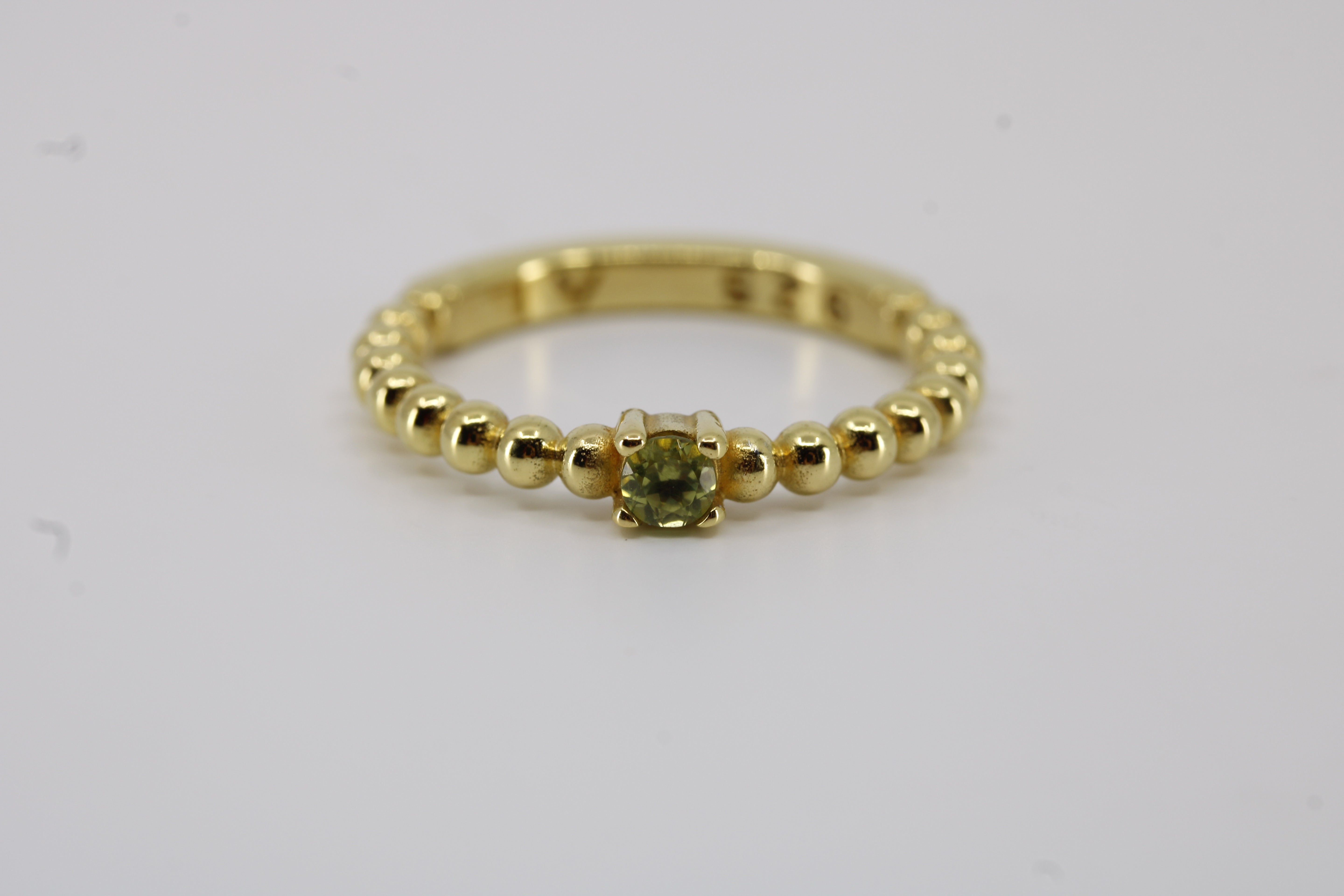 Linea Beaded Gemstone Band Ring with Peridot