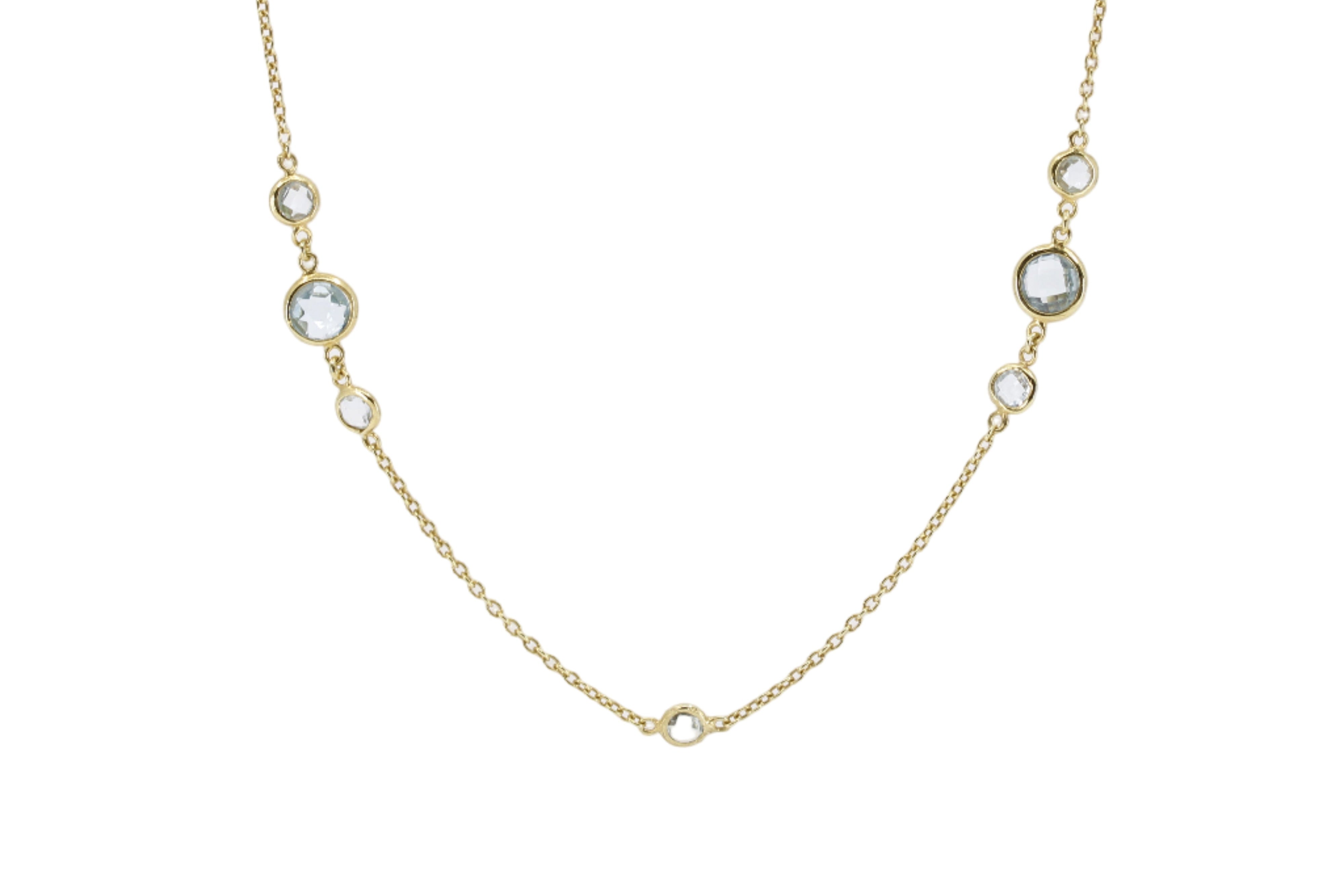 AURORA Blue Topaz-Stone Long Station Necklace