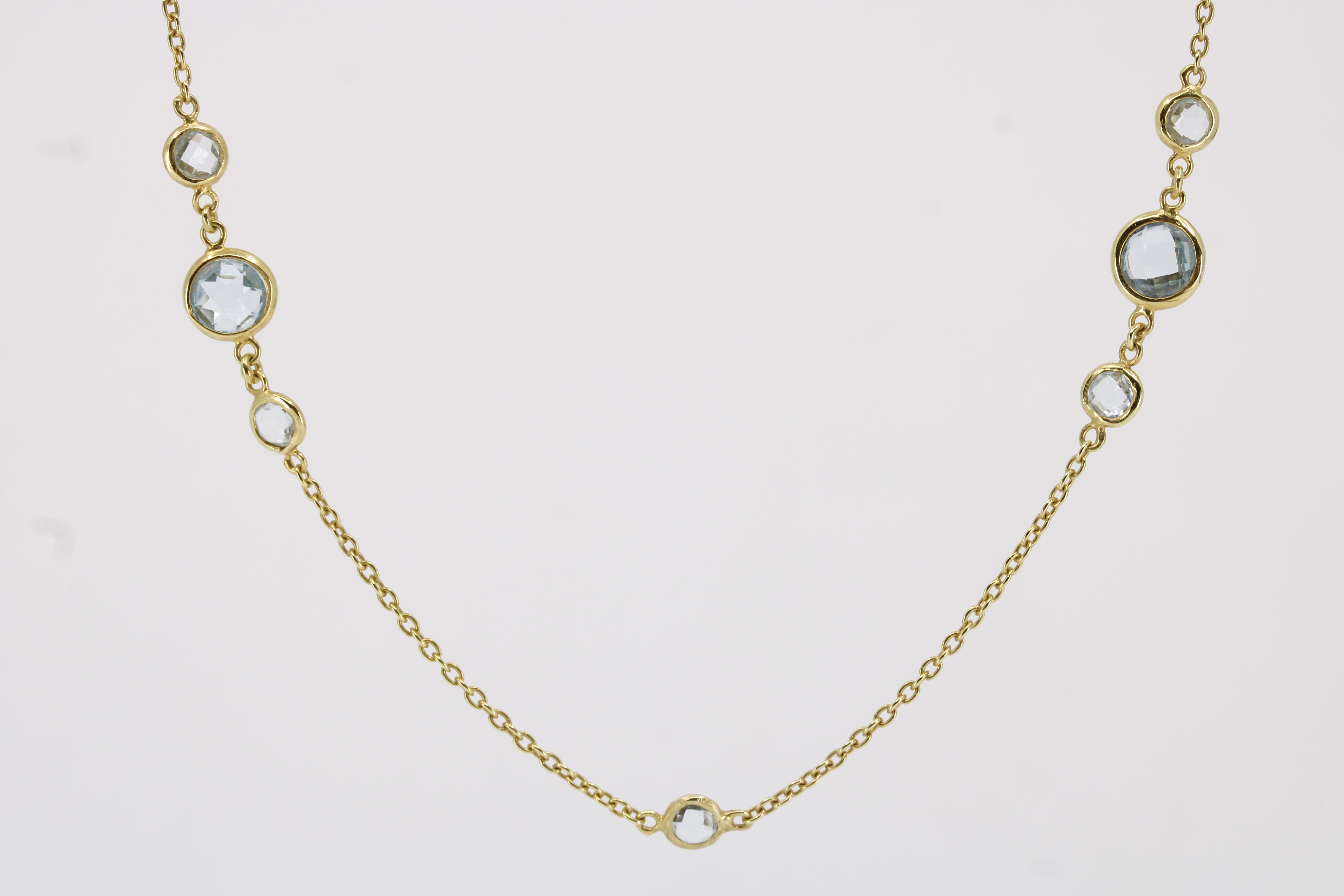 Luce Blue Topaz-Stone Long Station Necklace