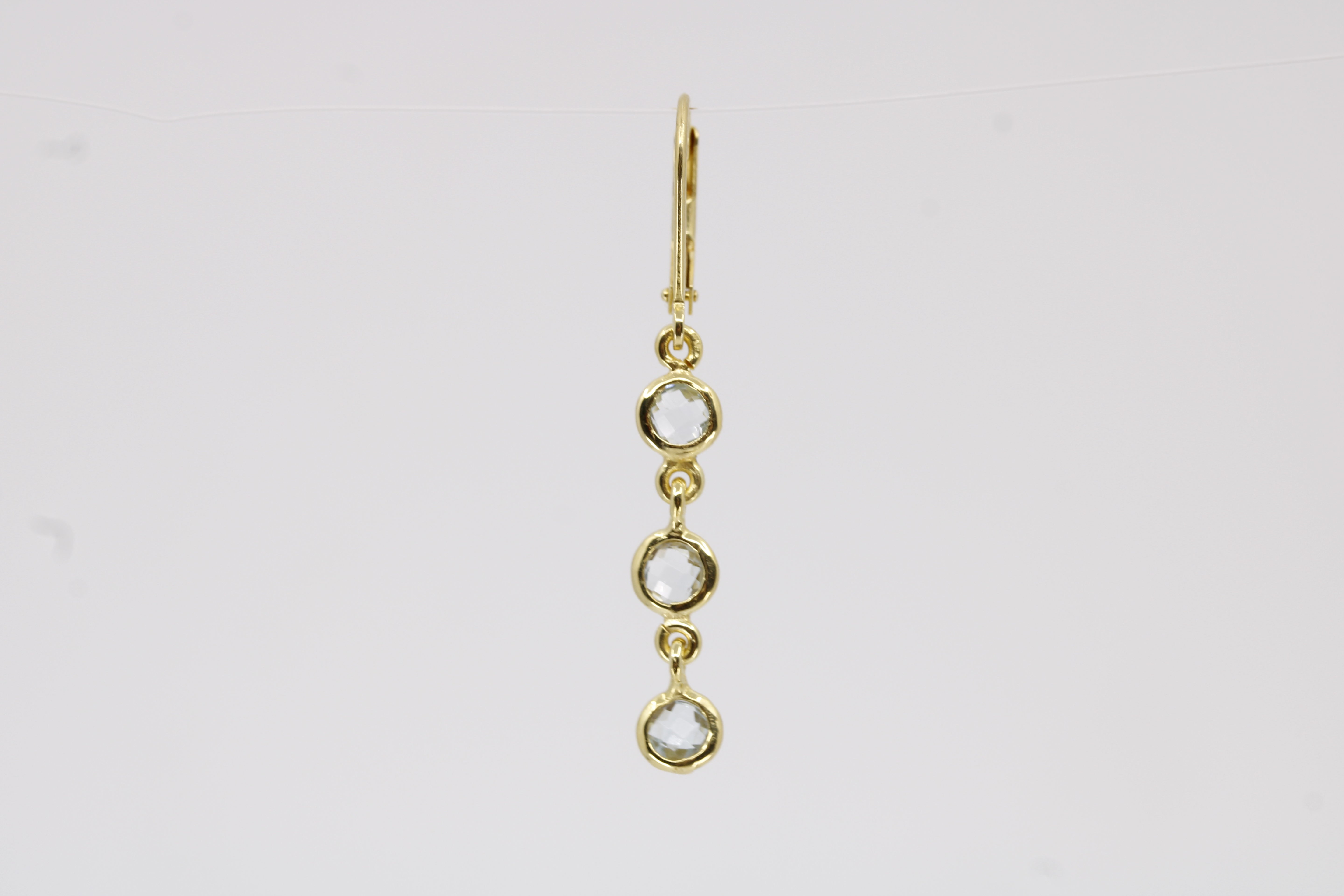 Luce 3 Stones Drop Earring with Blue Topaz