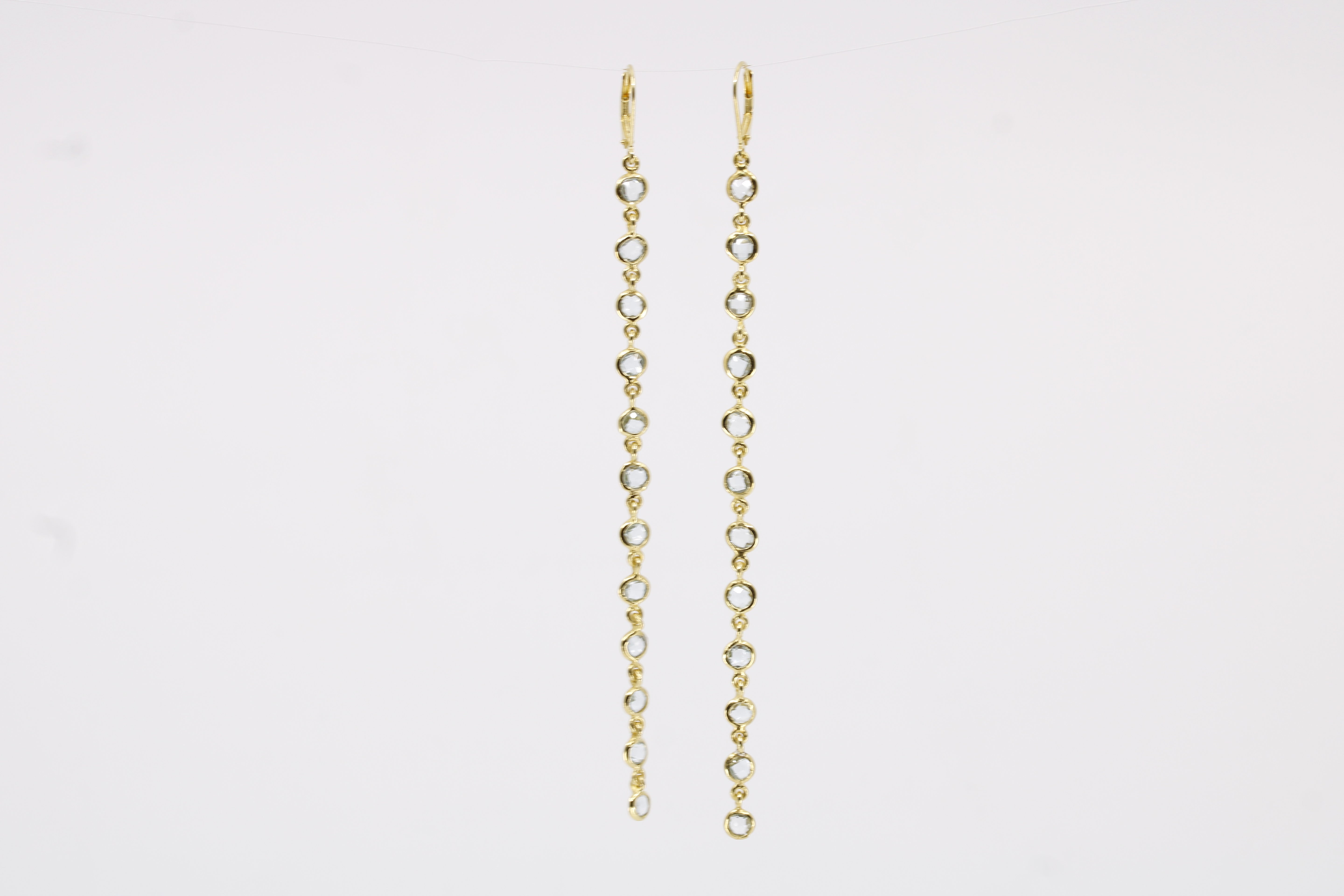 Luce 12 Stones Drop Earring with Blue Topaz