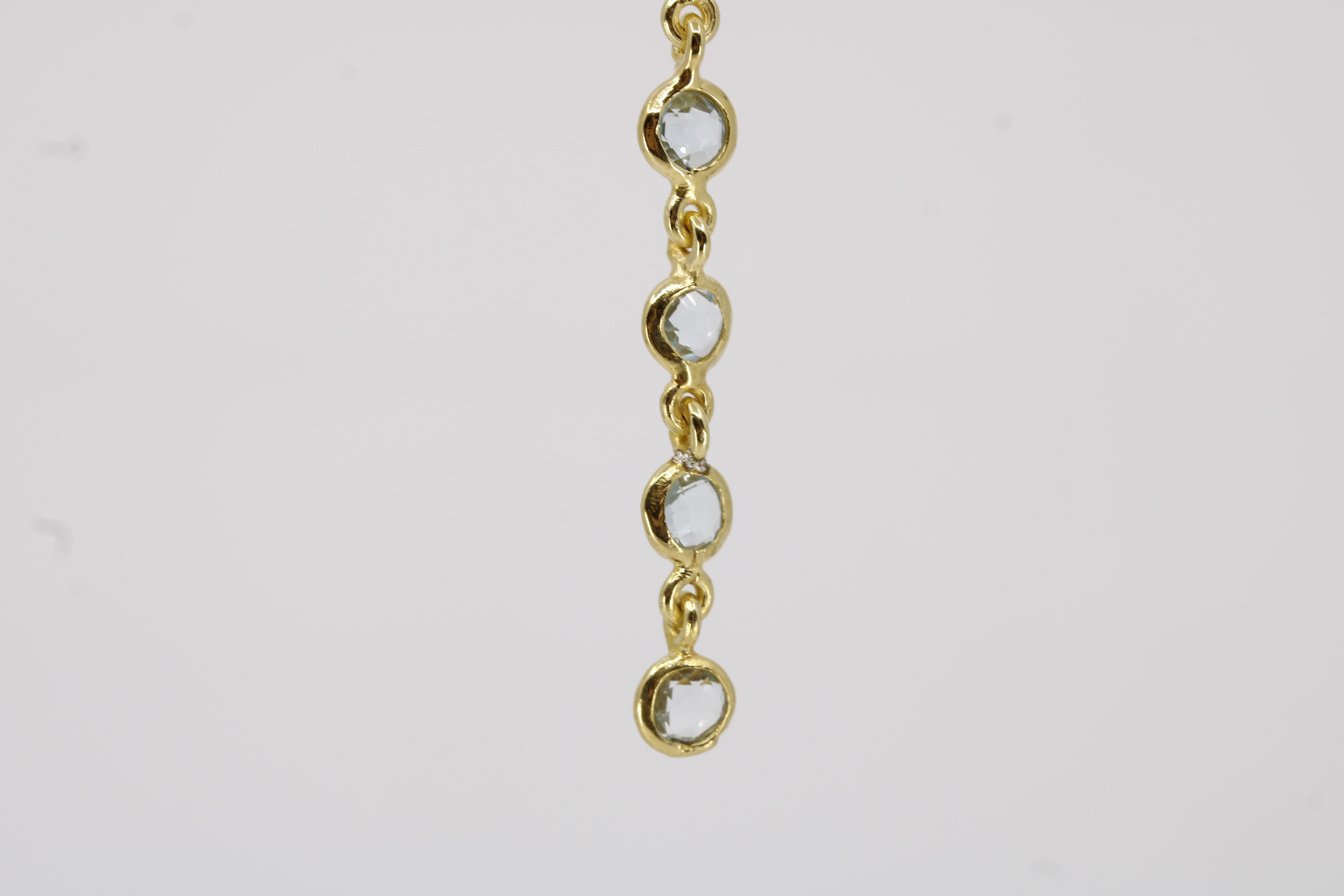 Luce 12 Stones Drop Earring with Blue Topaz