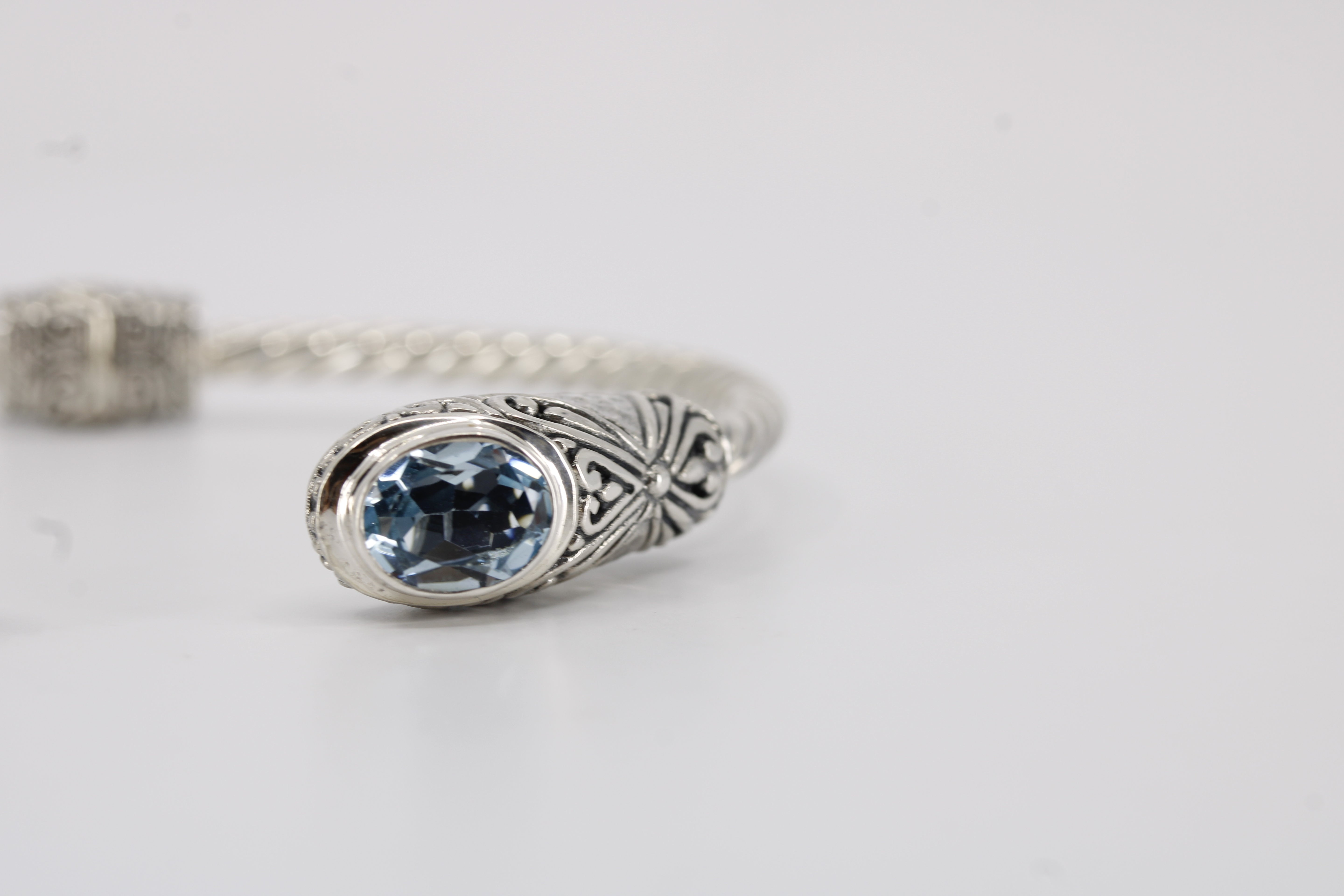 Casa Bali Blue Topaz Rope Cuff Bracelet