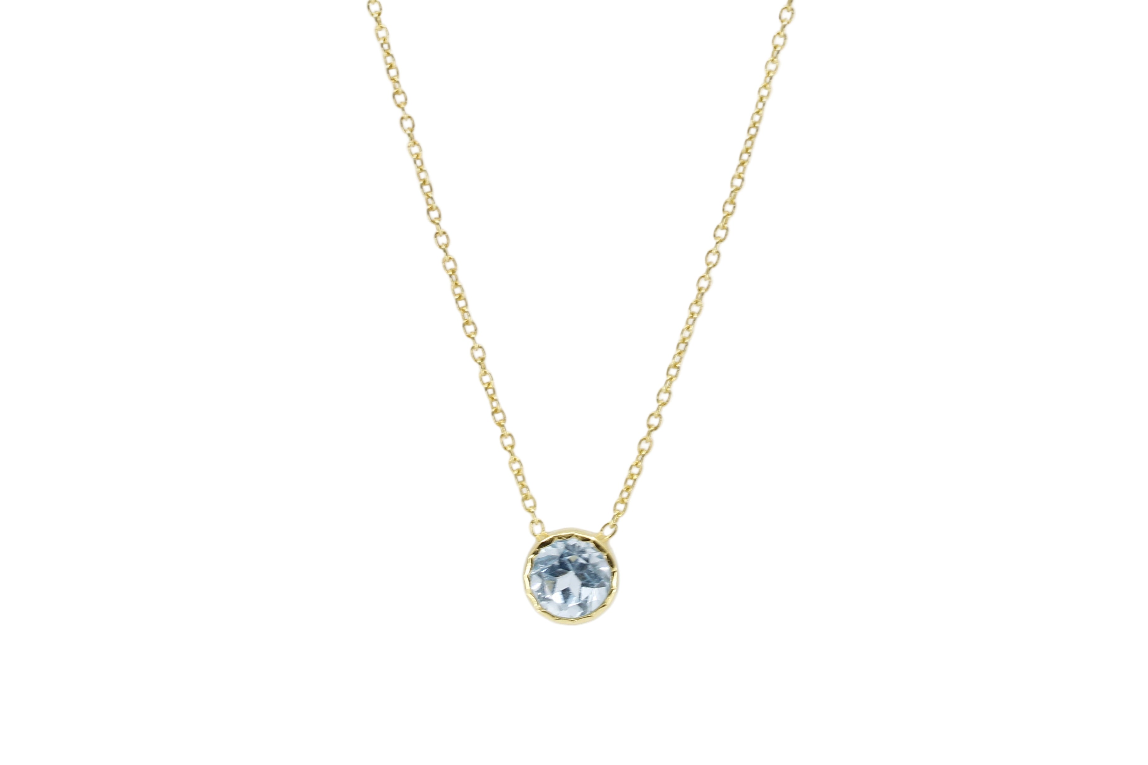 AURORA Bezel Pendant Necklace with Blue Topaz