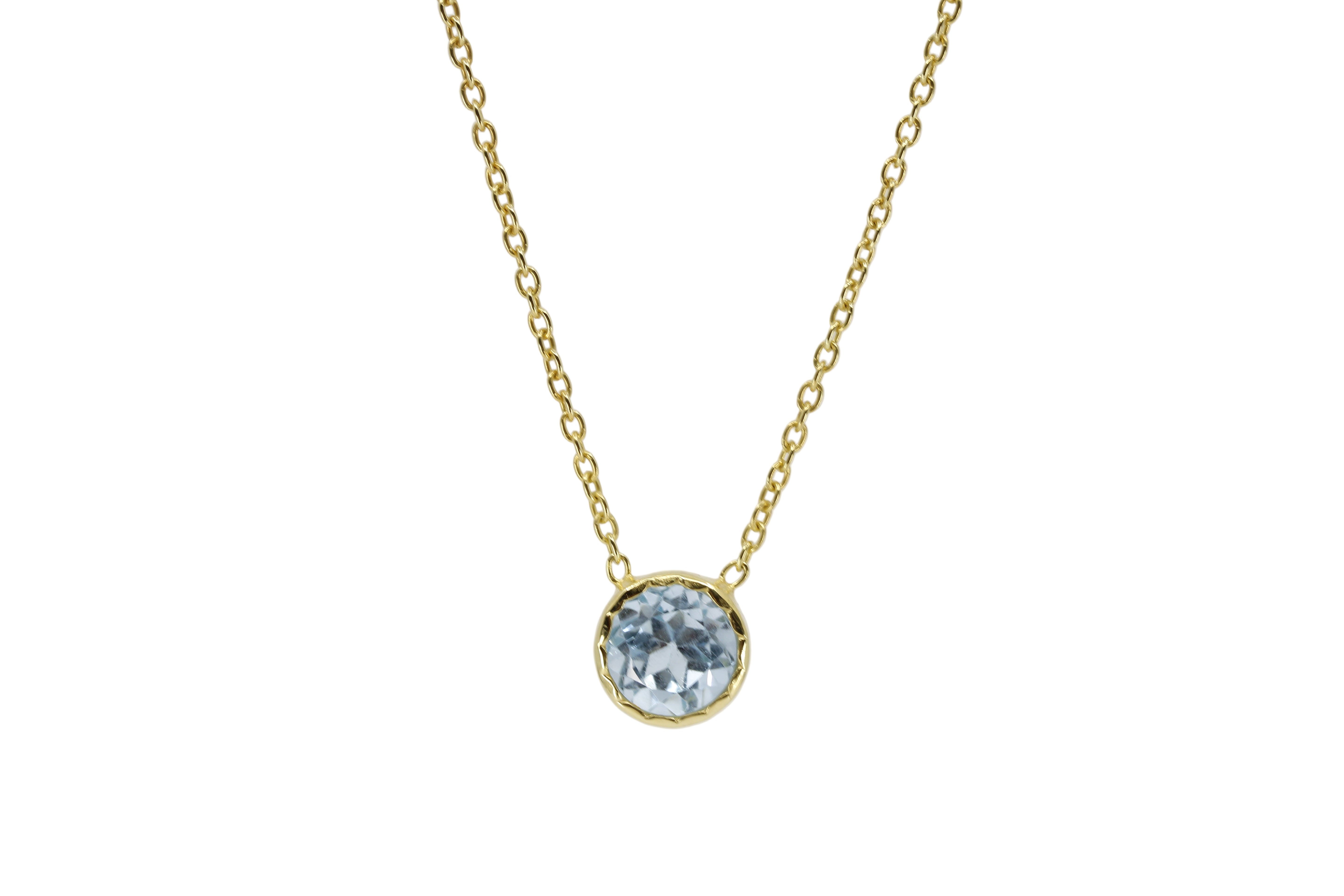 AURORA Bezel Pendant Necklace with Blue Topaz