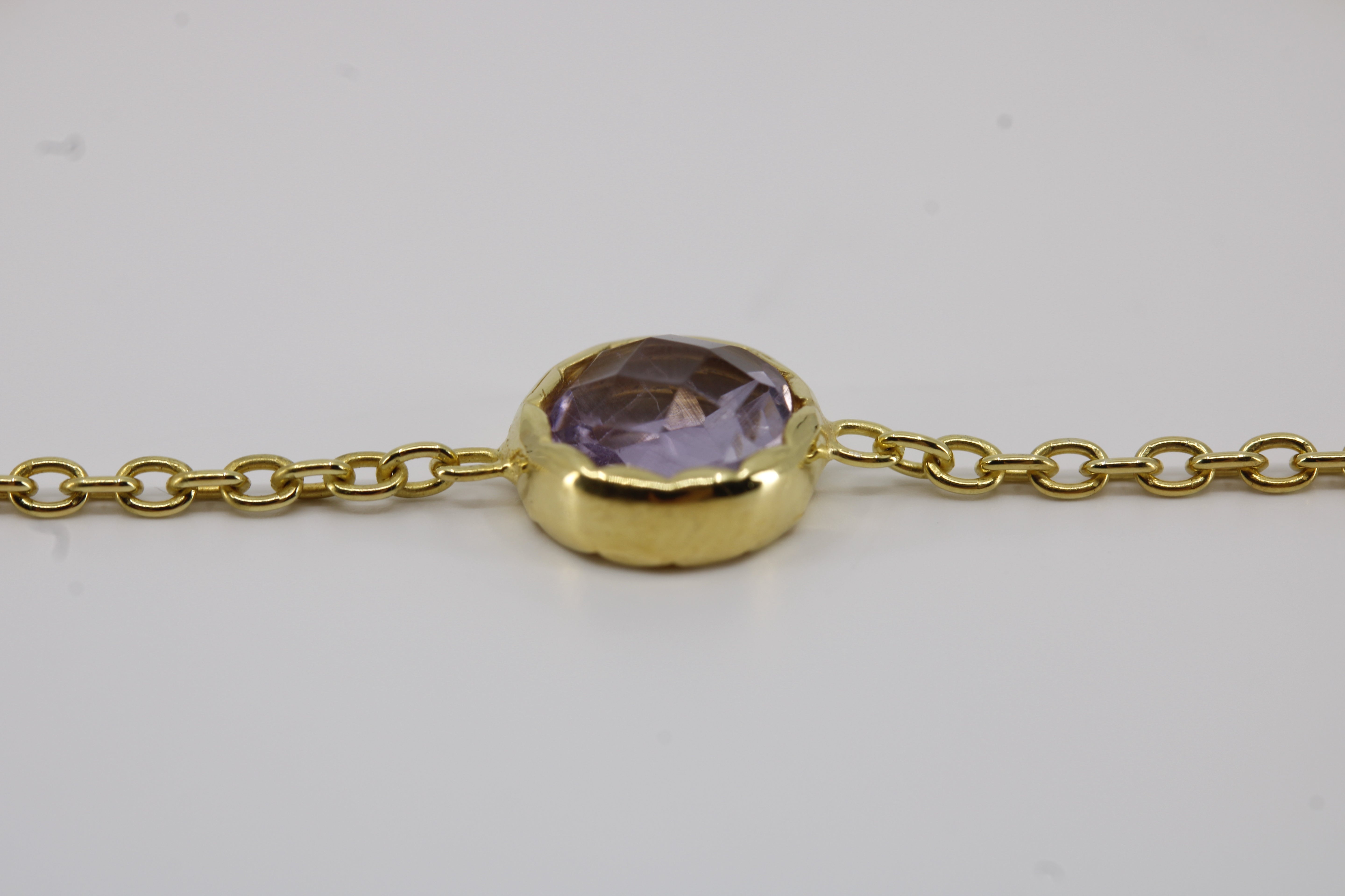 Luce 18K Gold Vermeil Solitaire Bezel Bracelet with Amethyst