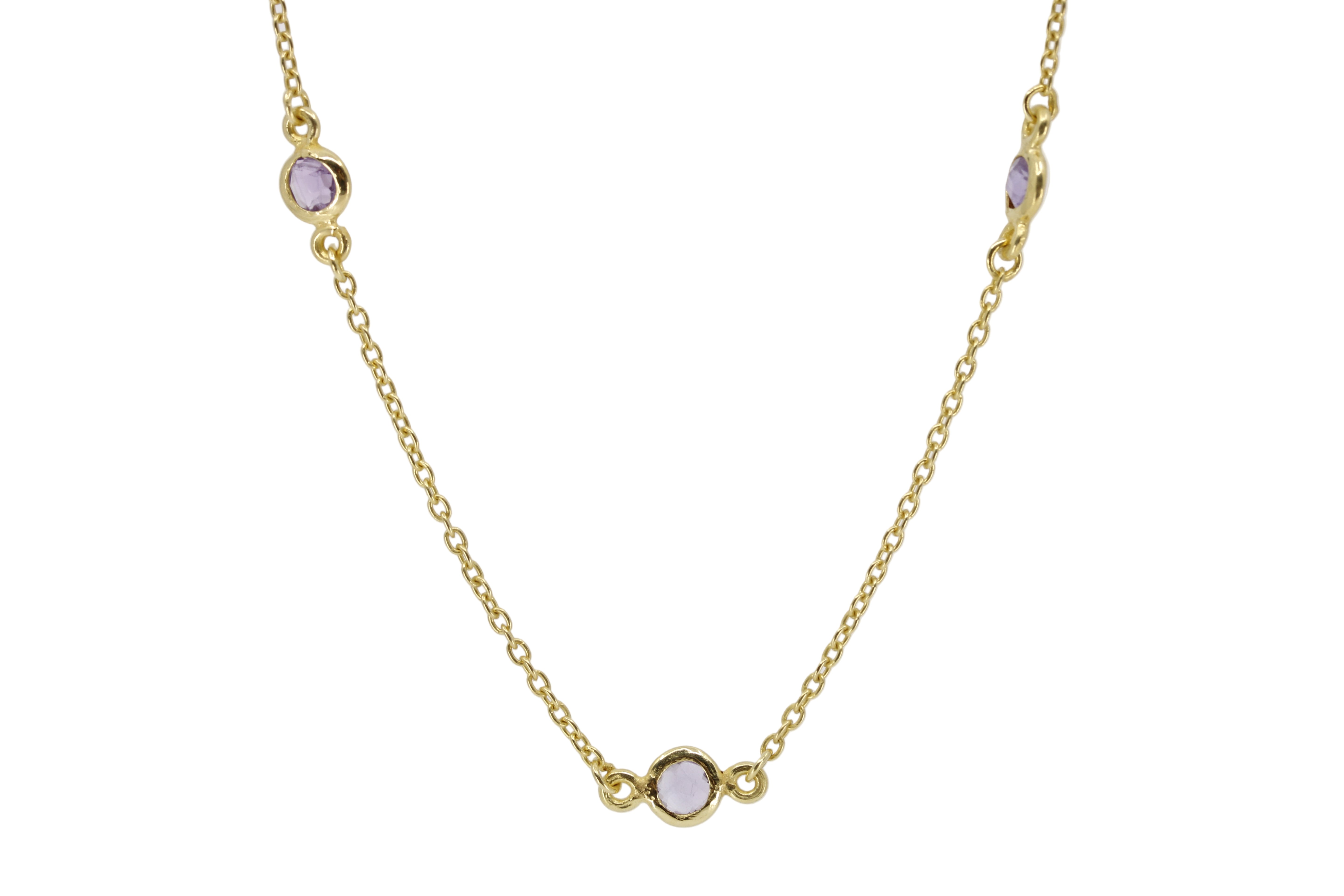 AURORA Single-Stone Station Necklace with Amethyst
