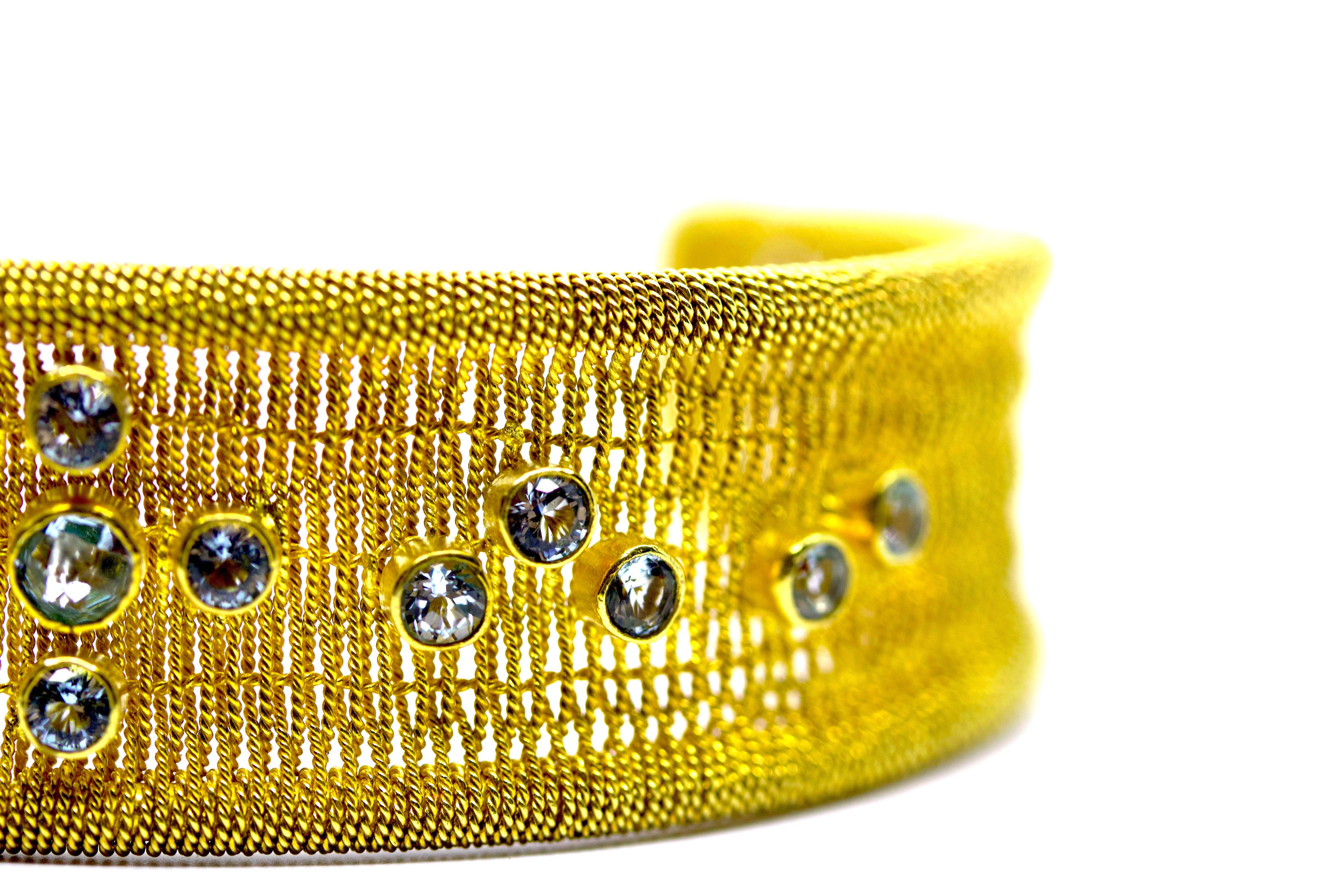 RICAMI 18K Gold Vermeil Blue Topaz Cuff Bracelet