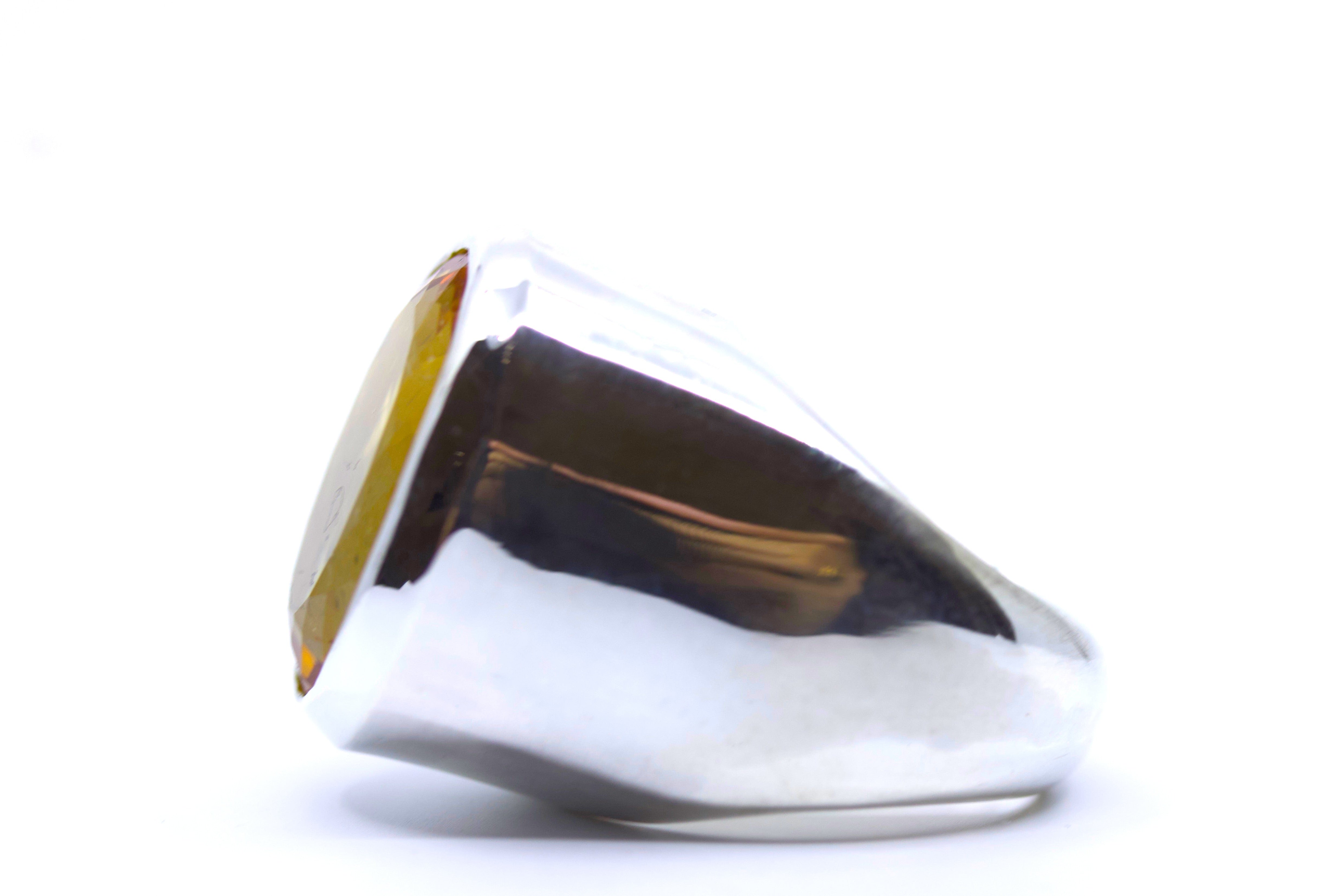 HIMALAYA Sterling Silver Medium Bold Bezel Ring with Citrine