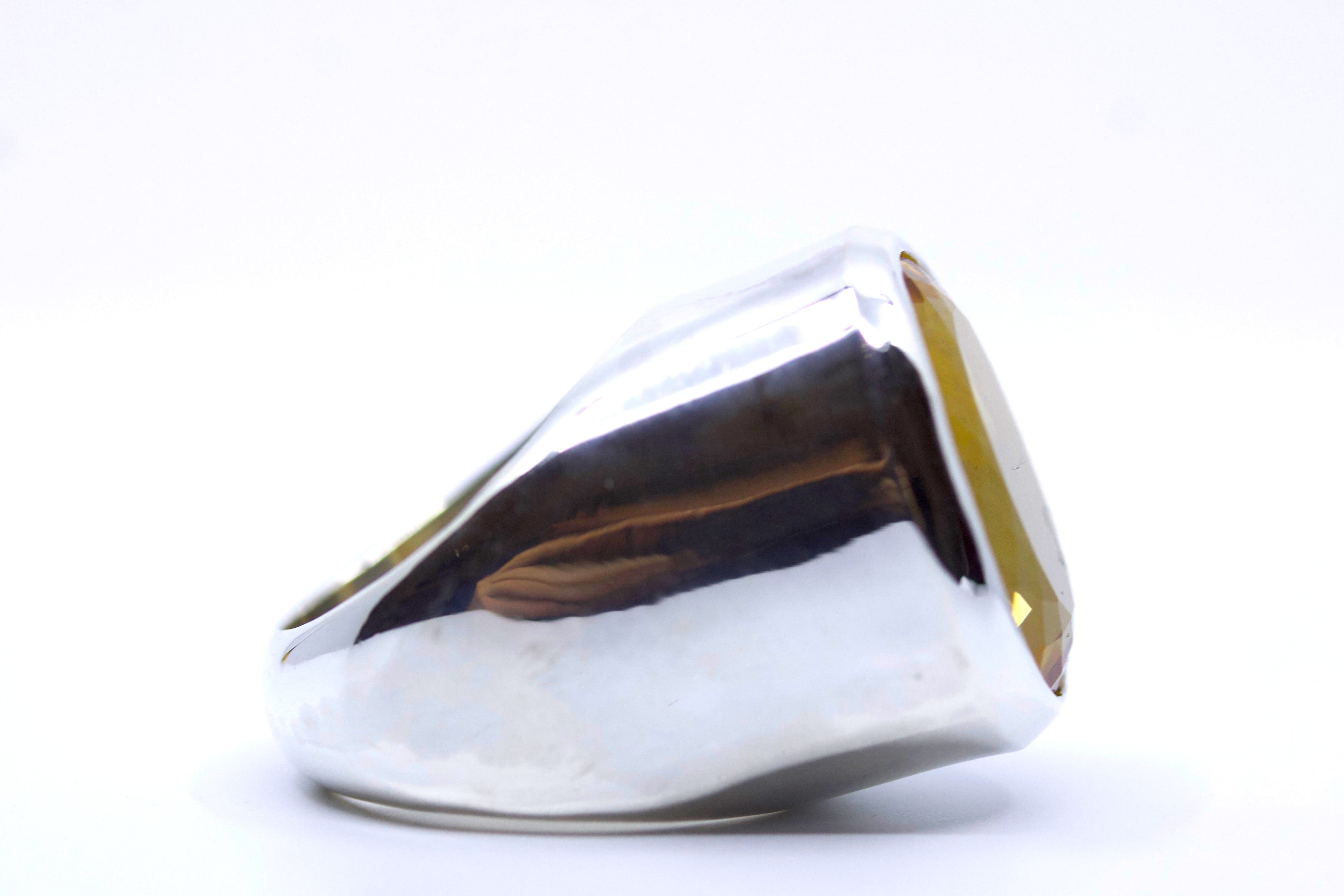 HIMALAYA Sterling Silver Medium Bold Bezel Ring with Citrine