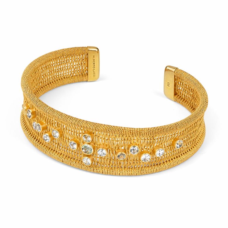 RICAMI 18K Gold Vermeil Blue Topaz Cuff Bracelet