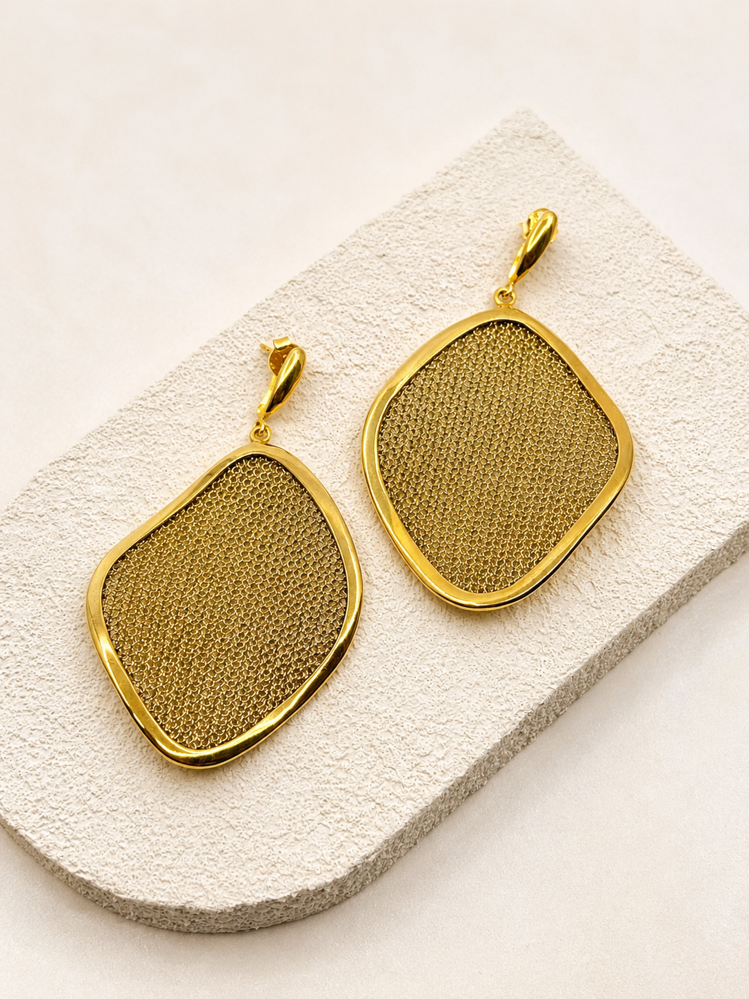AIMA 18K Gold Vermeil Drop Earring with Gold Mesh